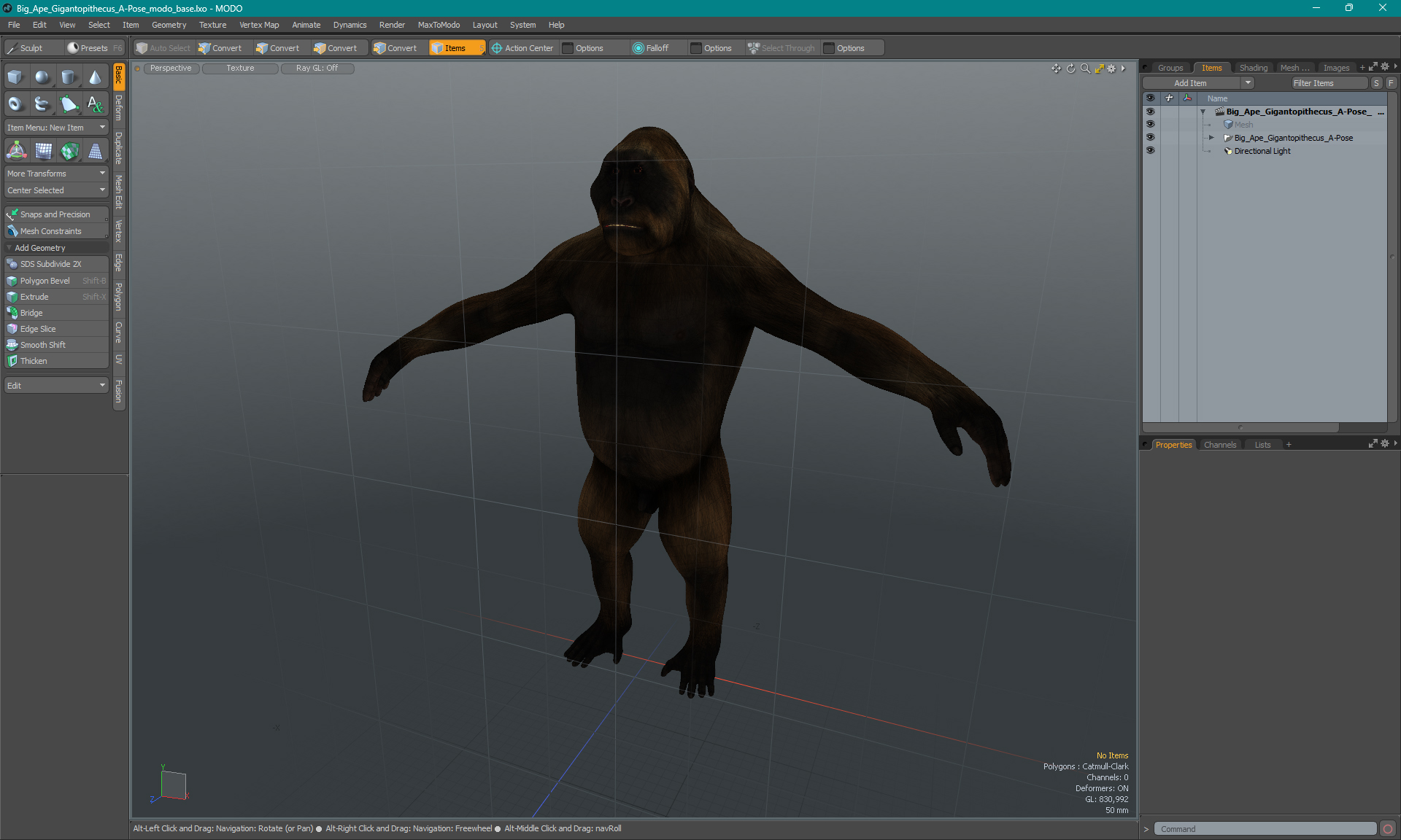 3D model Big Ape Gigantopithecus A-Pose