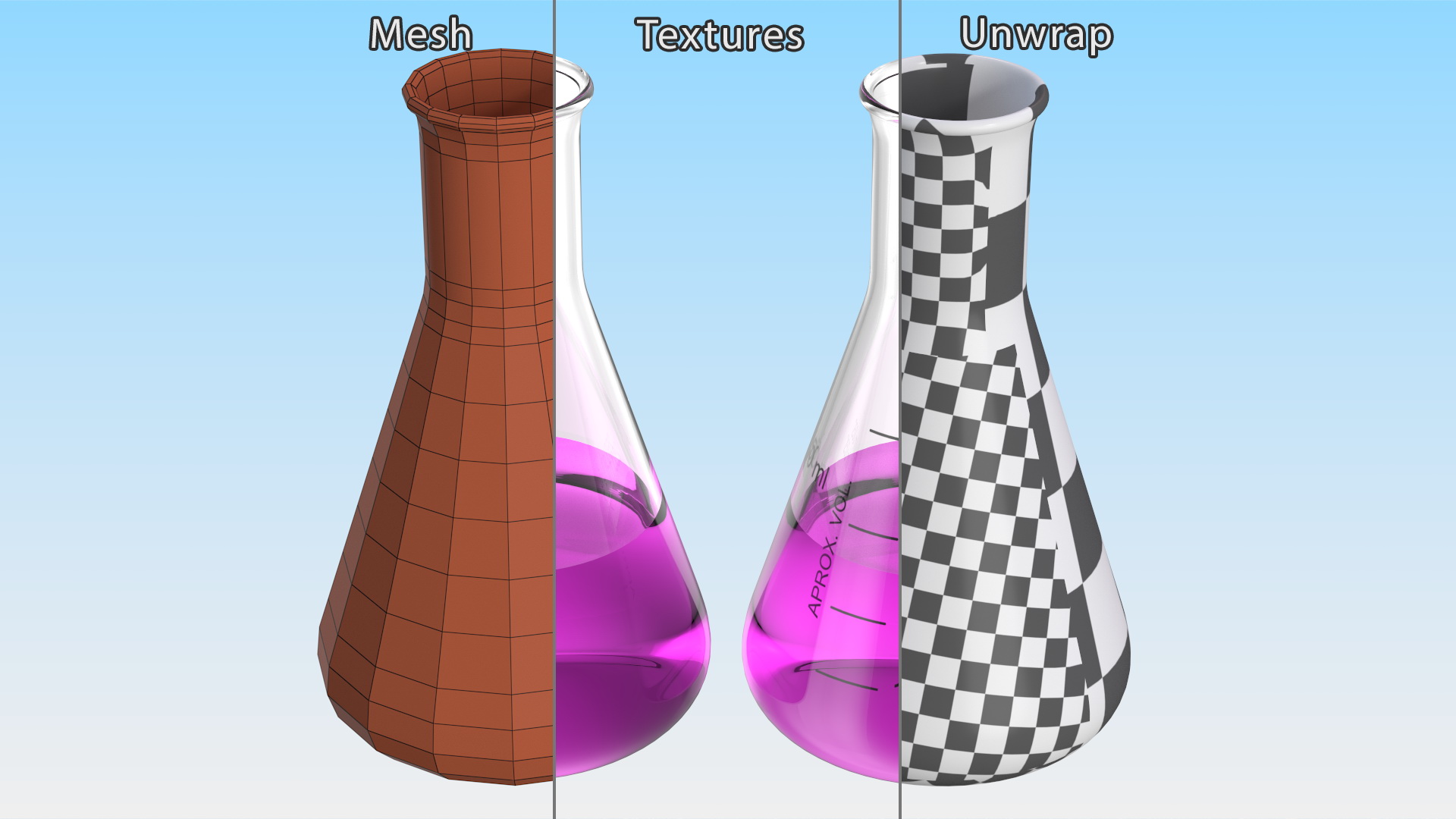 Potassium Permanganate in Narrow Mouth Erlenmeyer Flask 250 ml 3D