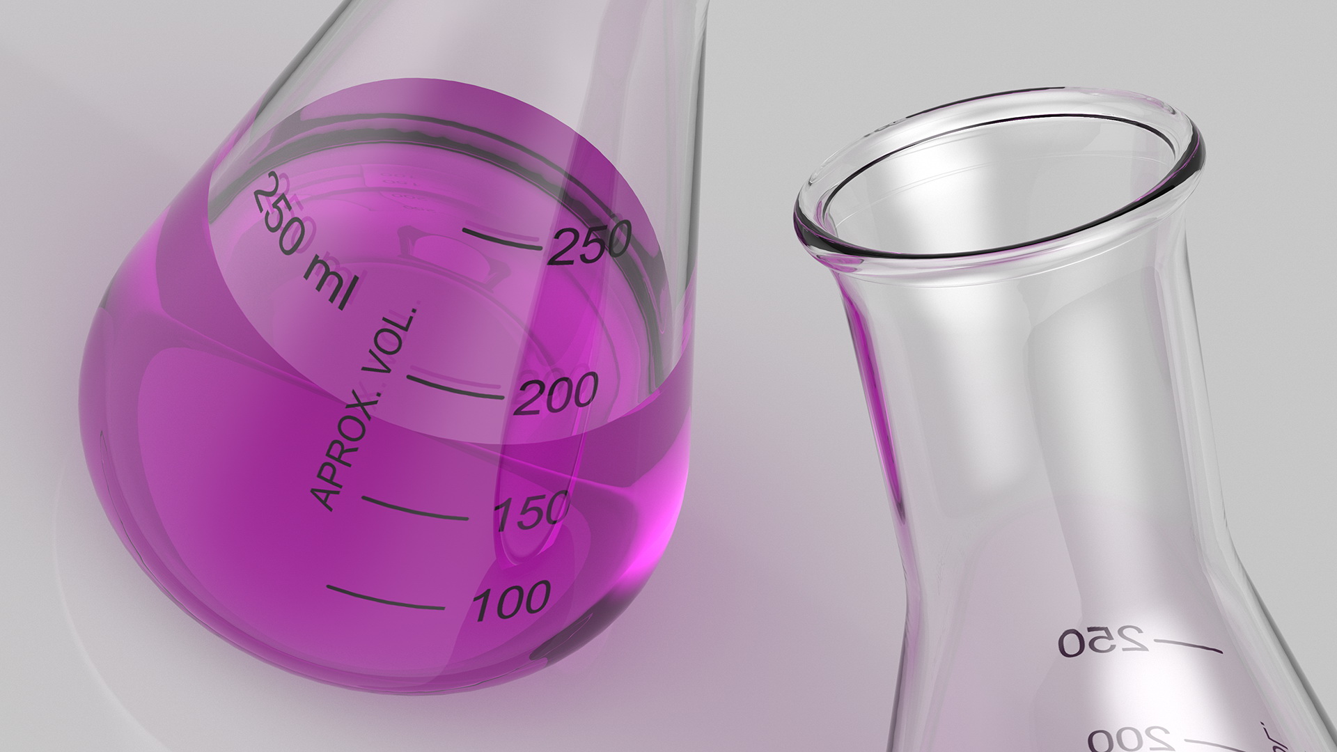 Potassium Permanganate in Narrow Mouth Erlenmeyer Flask 250 ml 3D