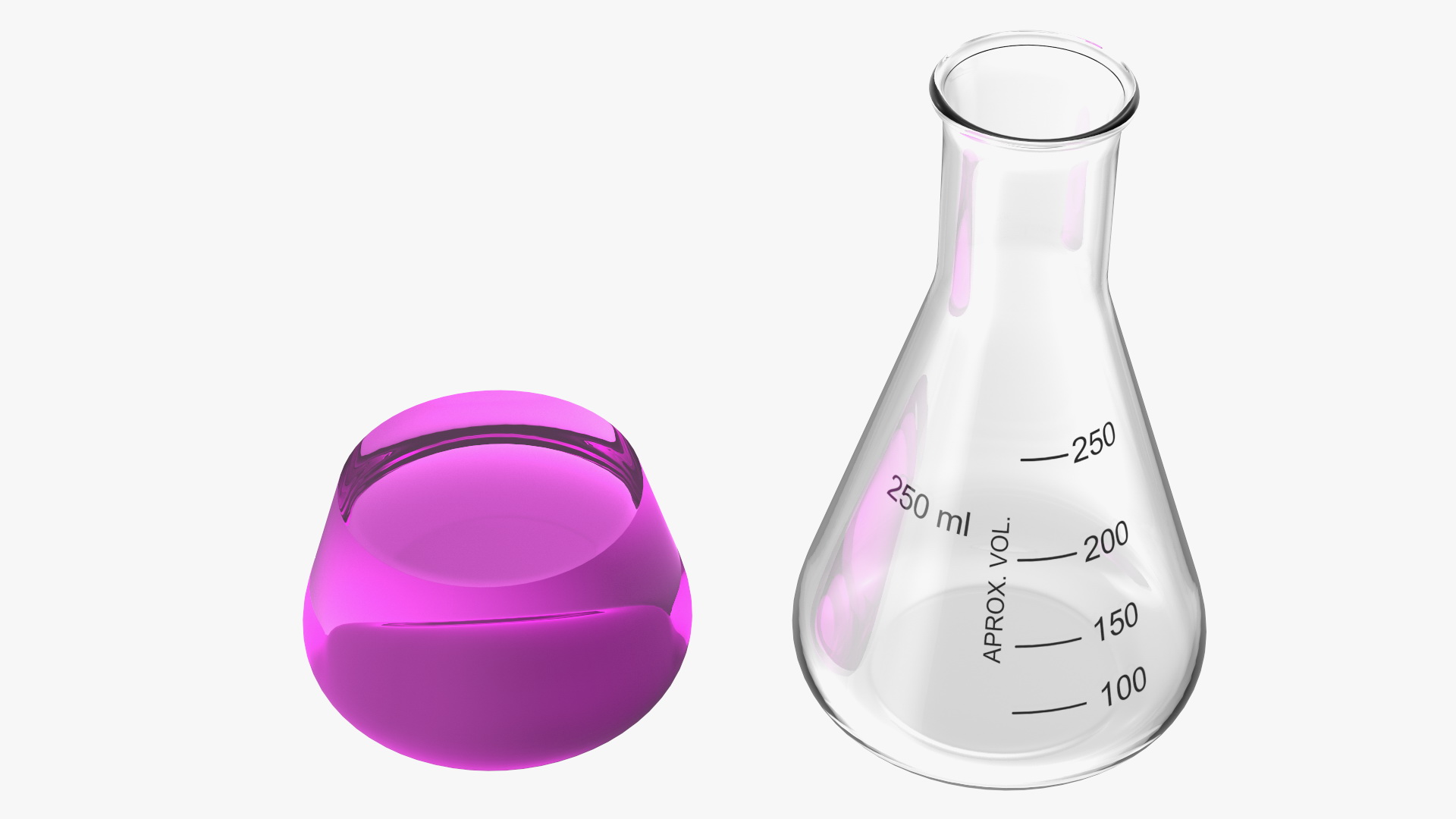Potassium Permanganate in Narrow Mouth Erlenmeyer Flask 250 ml 3D