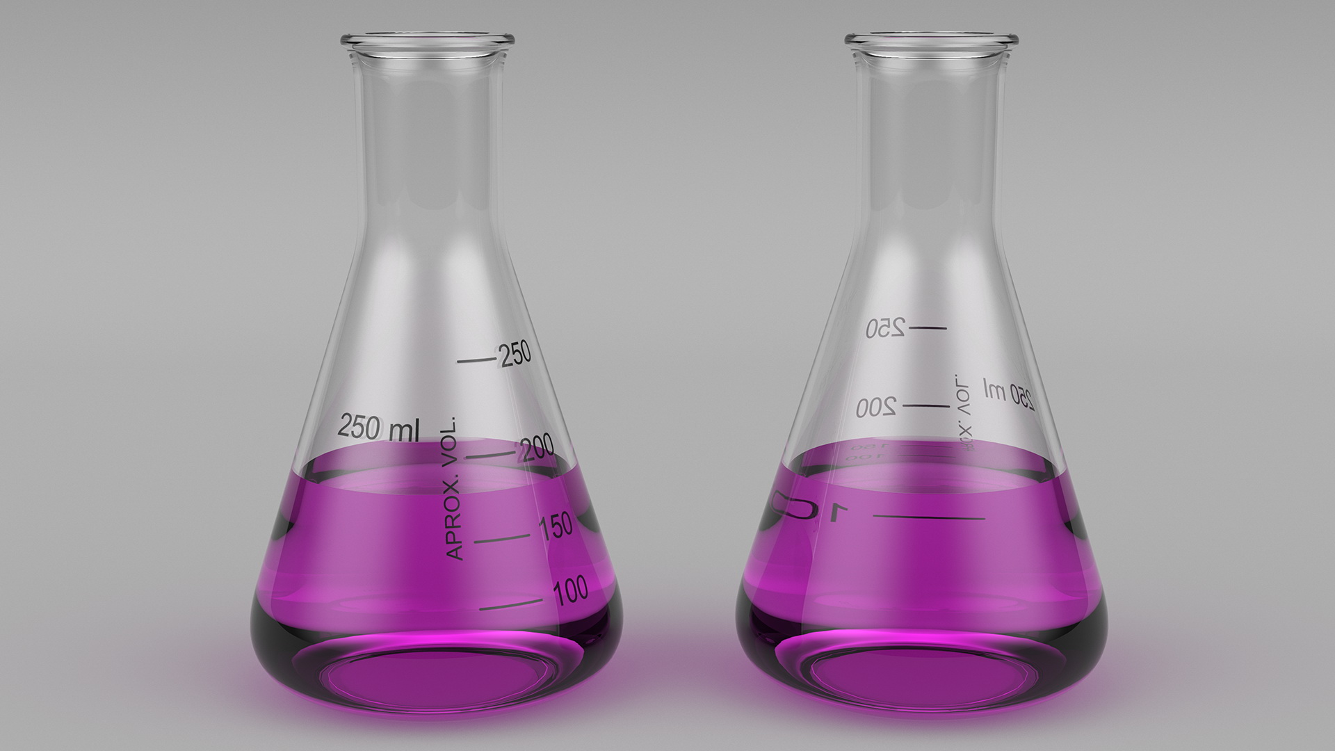 Potassium Permanganate in Narrow Mouth Erlenmeyer Flask 250 ml 3D