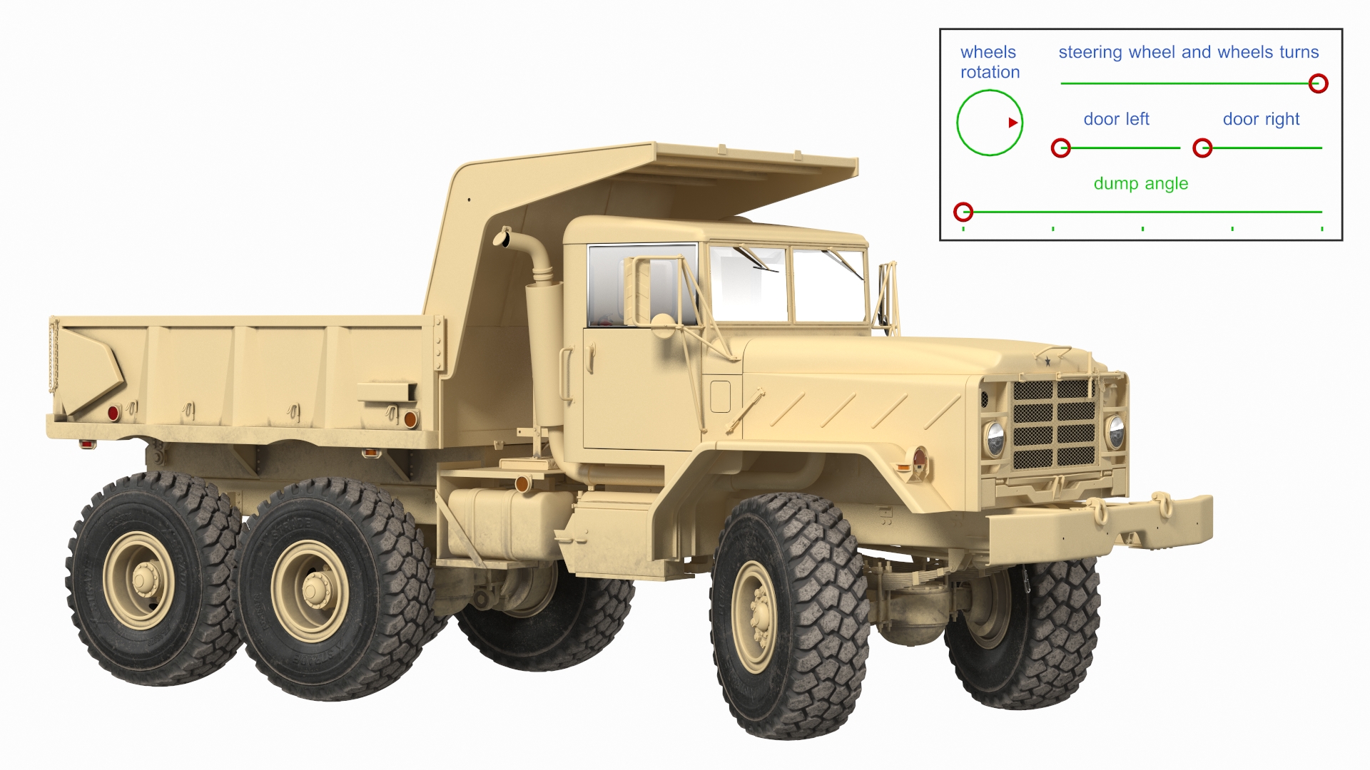 M939 Military Dump Truck Light Rigged 3D