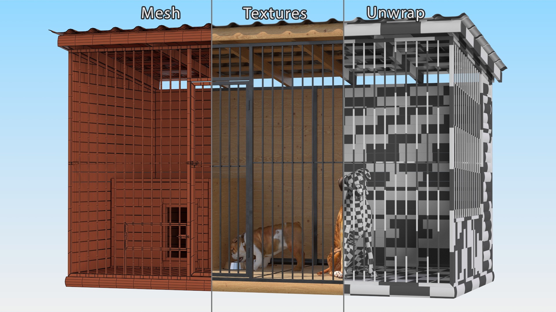Enclosure with Dogs 3D model