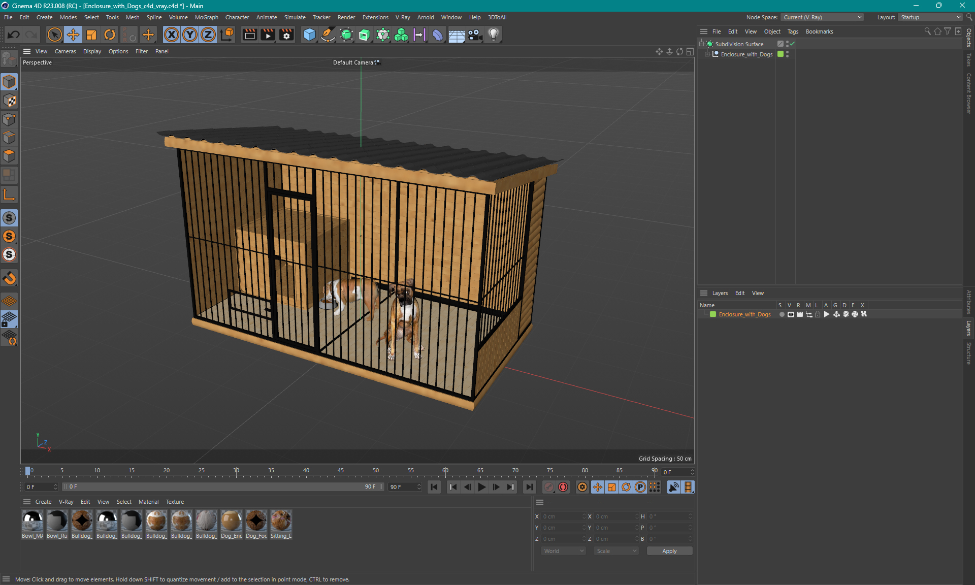 Enclosure with Dogs 3D model