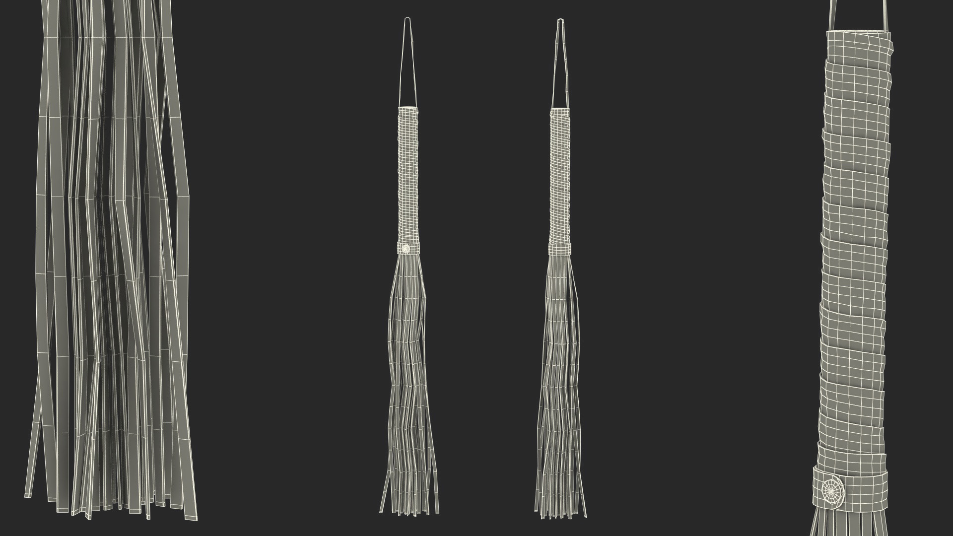 Hanging Short Whip Leather Brown 3D