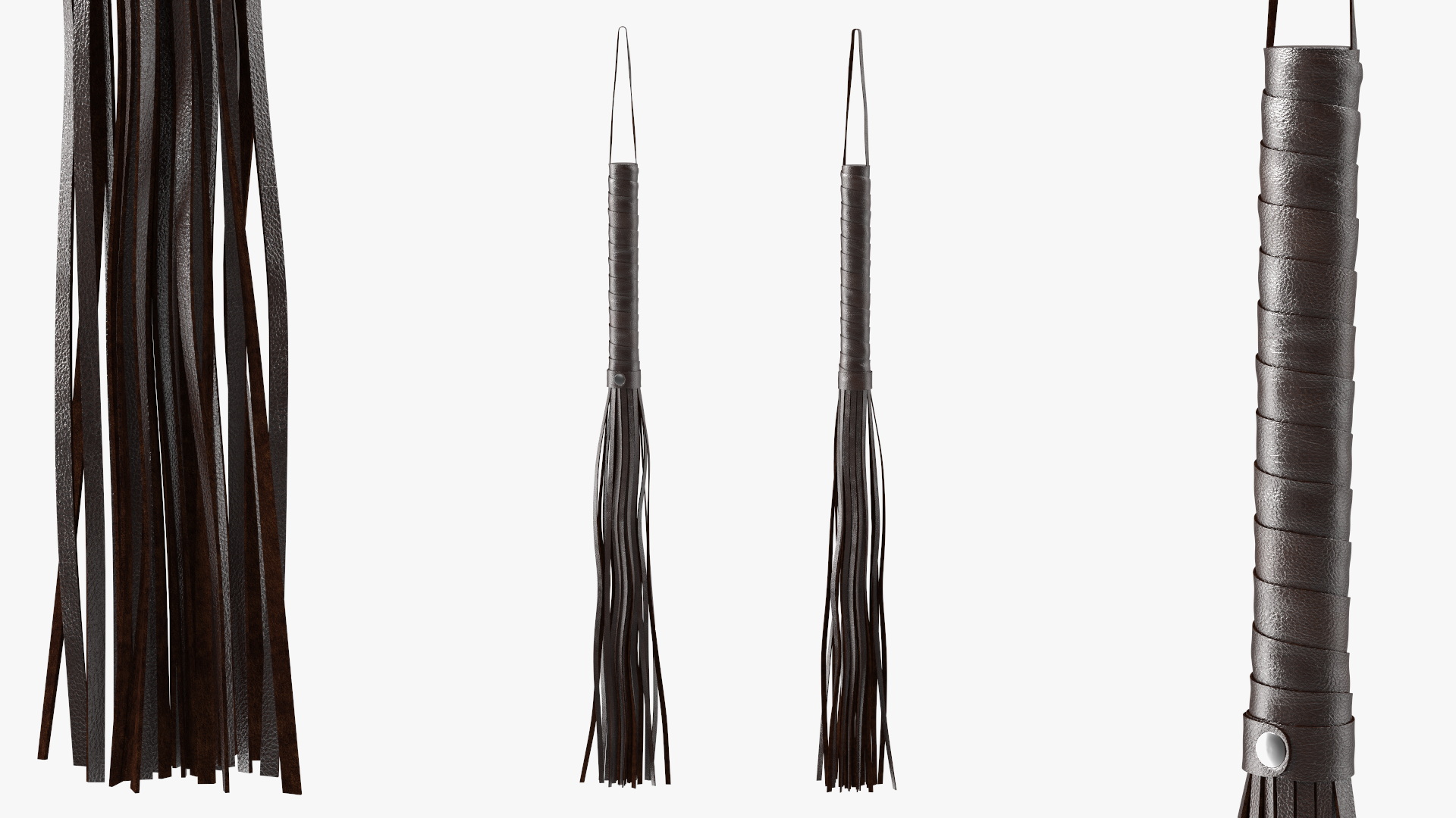 Hanging Short Whip Leather Brown 3D