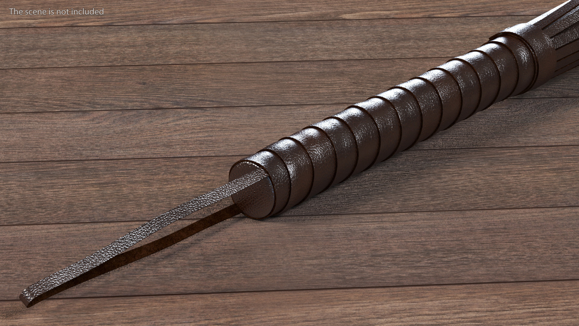 Hanging Short Whip Leather Brown 3D