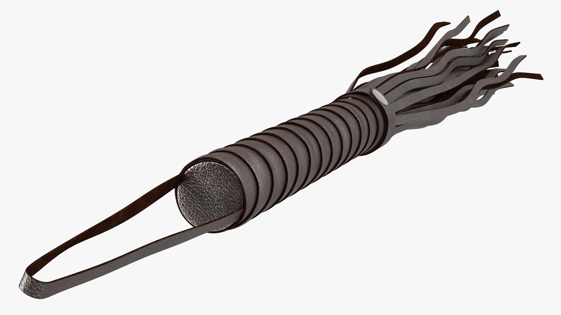Hanging Short Whip Leather Brown 3D