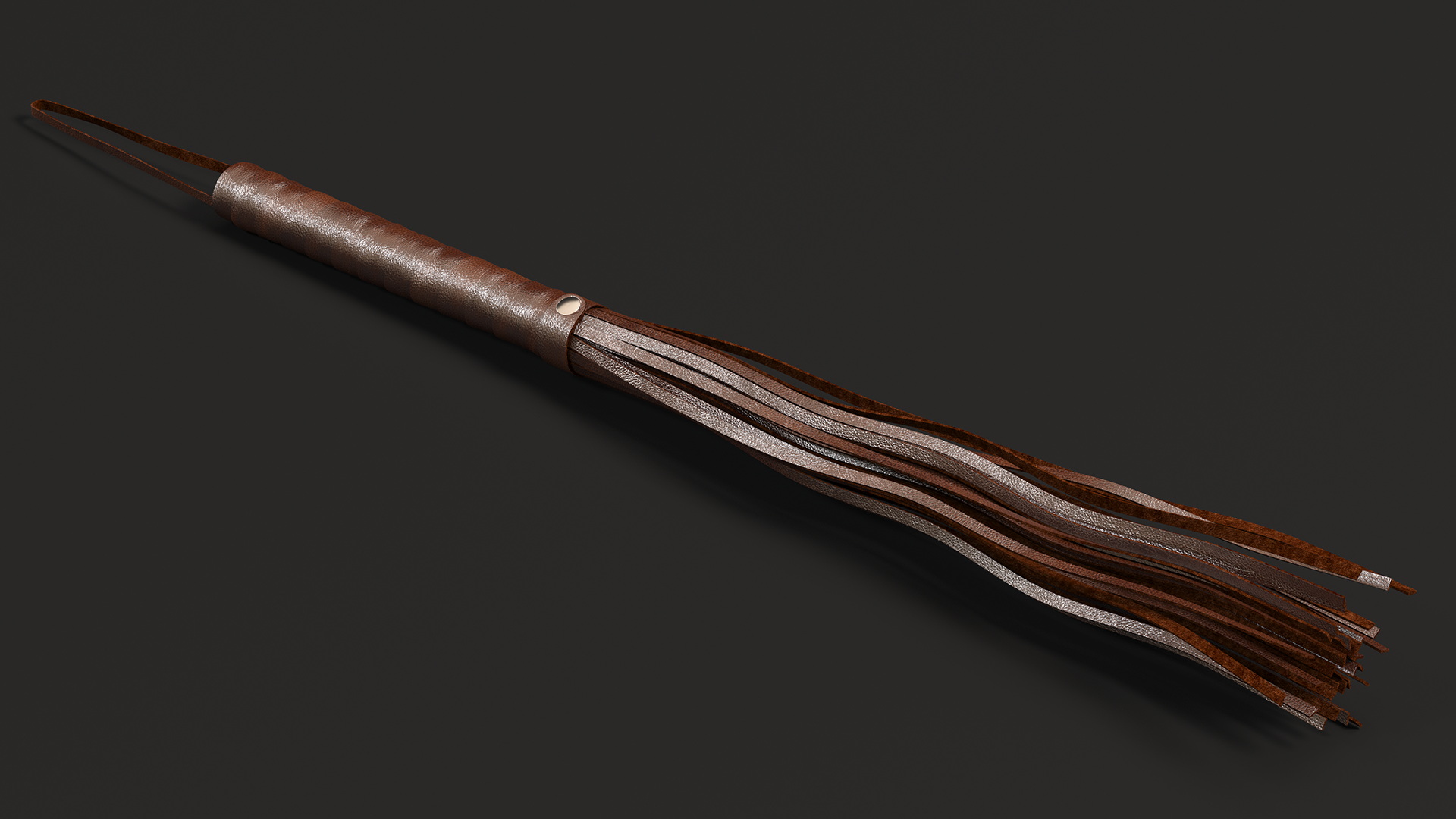 Hanging Short Whip Leather Brown 3D