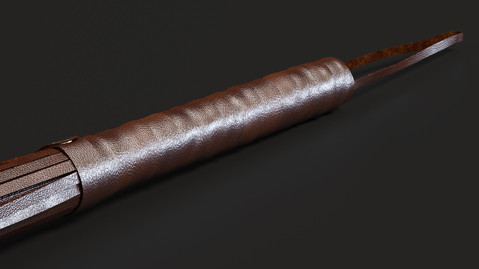 Hanging Short Whip Leather Brown 3D