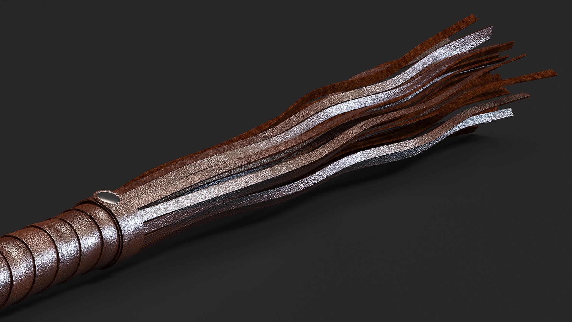 Hanging Short Whip Leather Brown 3D