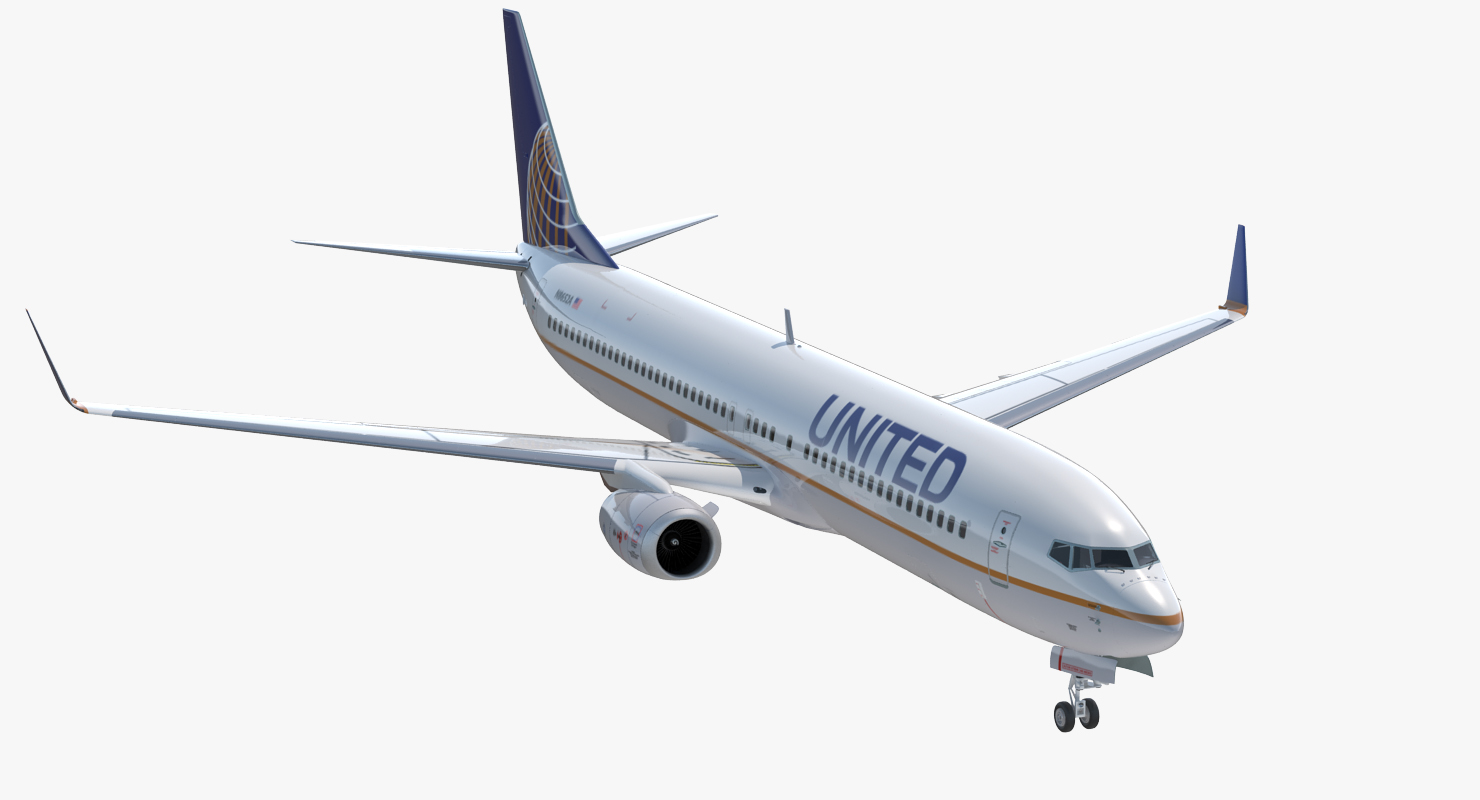 Boeing 737 900 United Airlines Rigged 3D