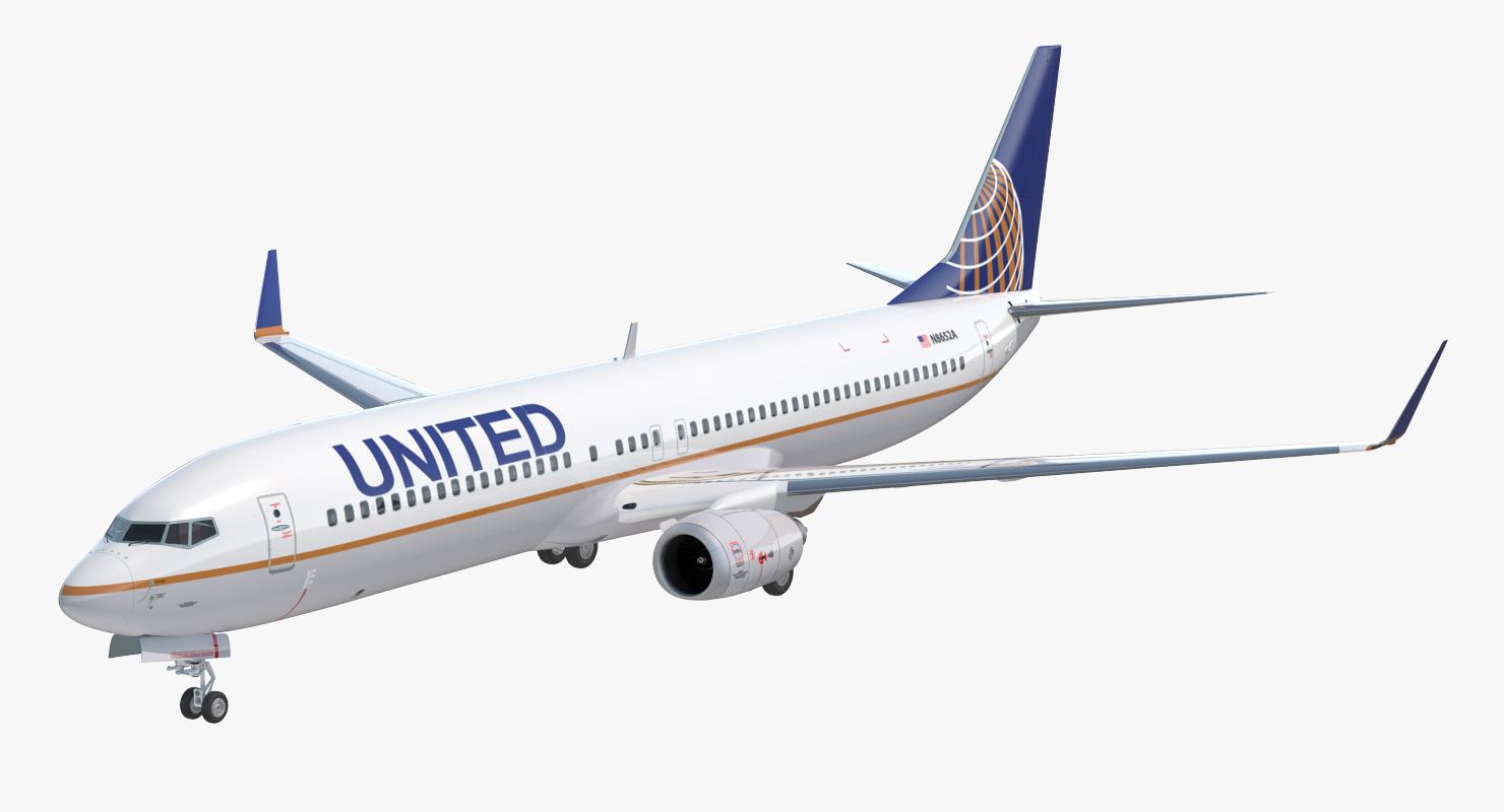 Boeing 737 900 United Airlines Rigged 3D