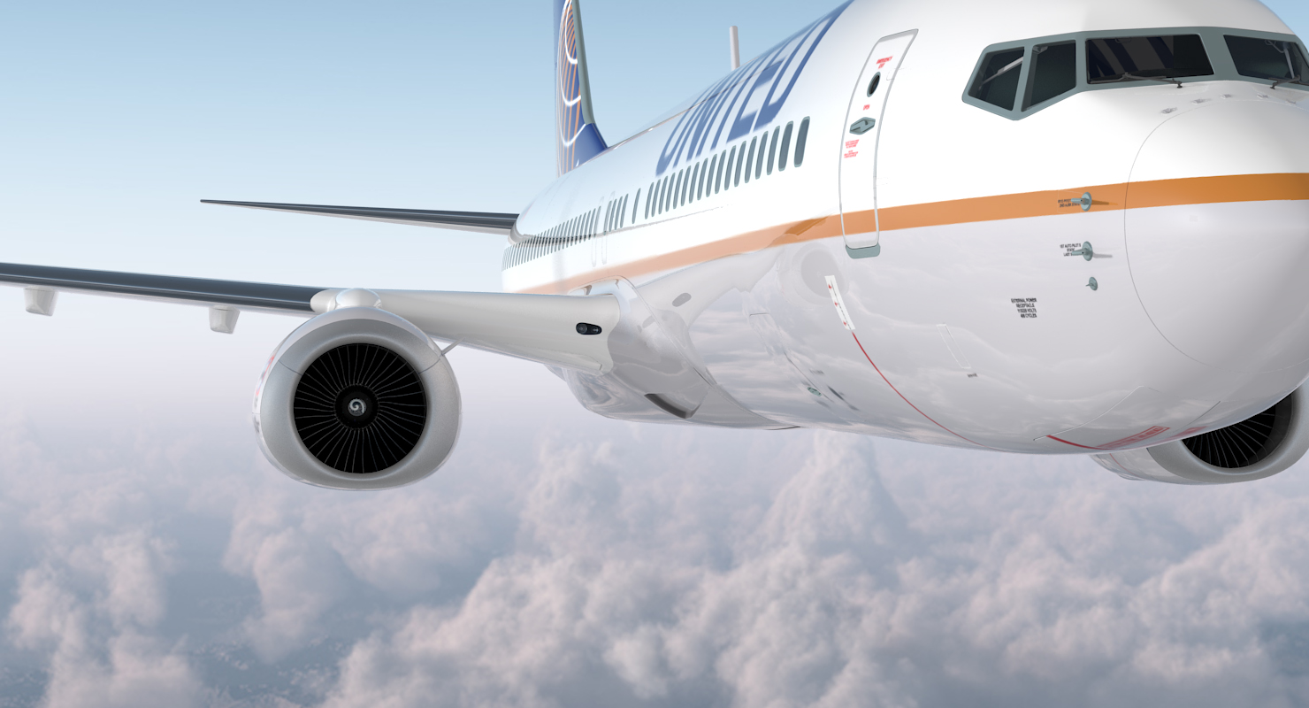 Boeing 737 900 United Airlines Rigged 3D