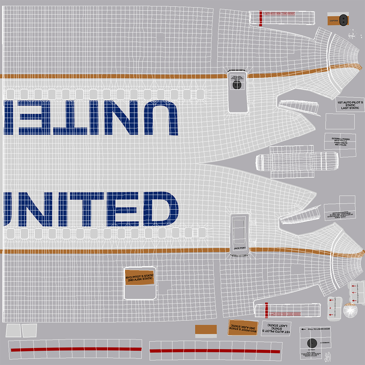 Boeing 737 900 United Airlines Rigged 3D