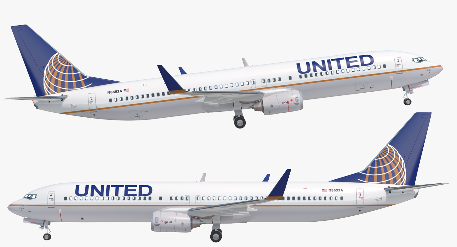 Boeing 737 900 United Airlines Rigged 3D