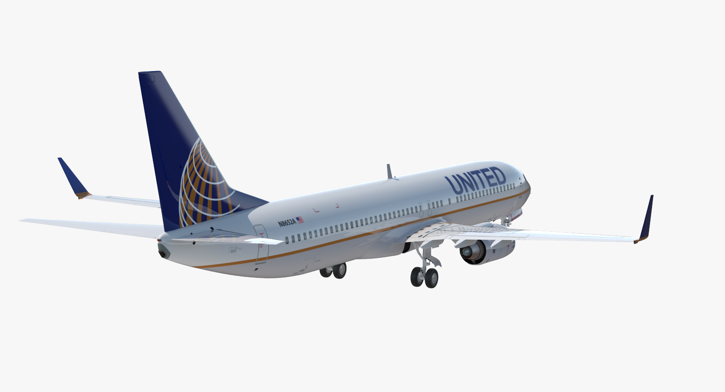 Boeing 737 900 United Airlines Rigged 3D