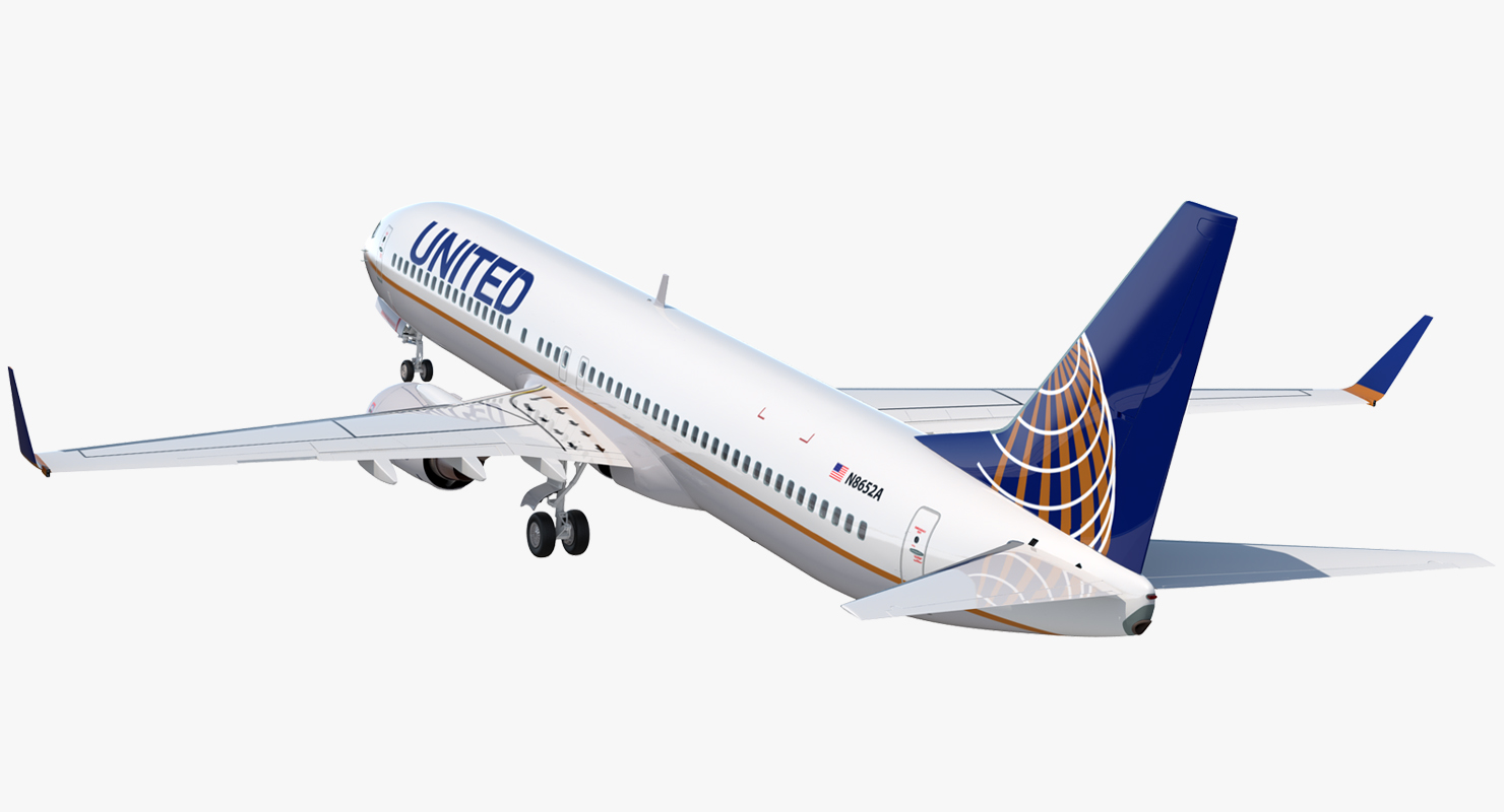 Boeing 737 900 United Airlines Rigged 3D