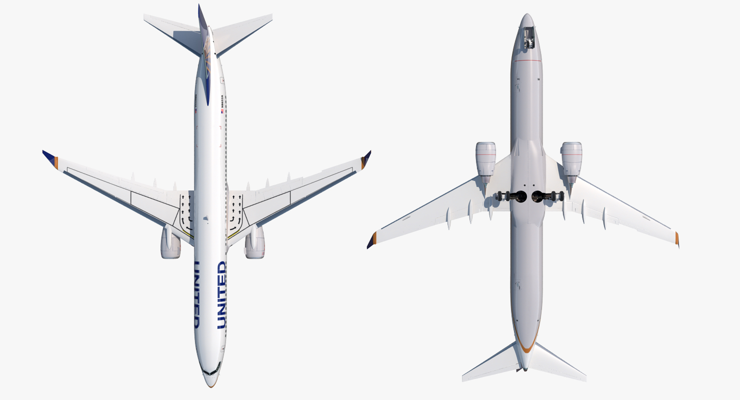 Boeing 737 900 United Airlines Rigged 3D