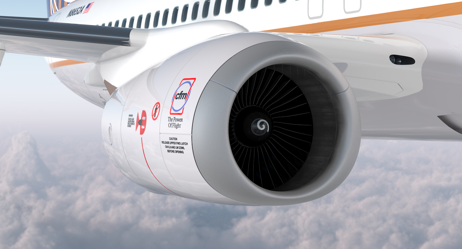 Boeing 737 900 United Airlines Rigged 3D