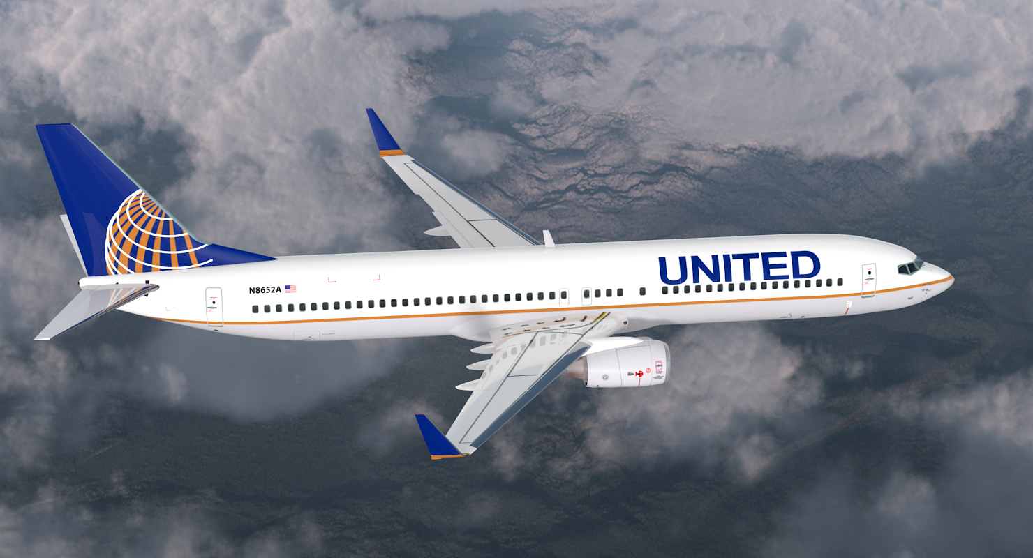 Boeing 737 900 United Airlines Rigged 3D