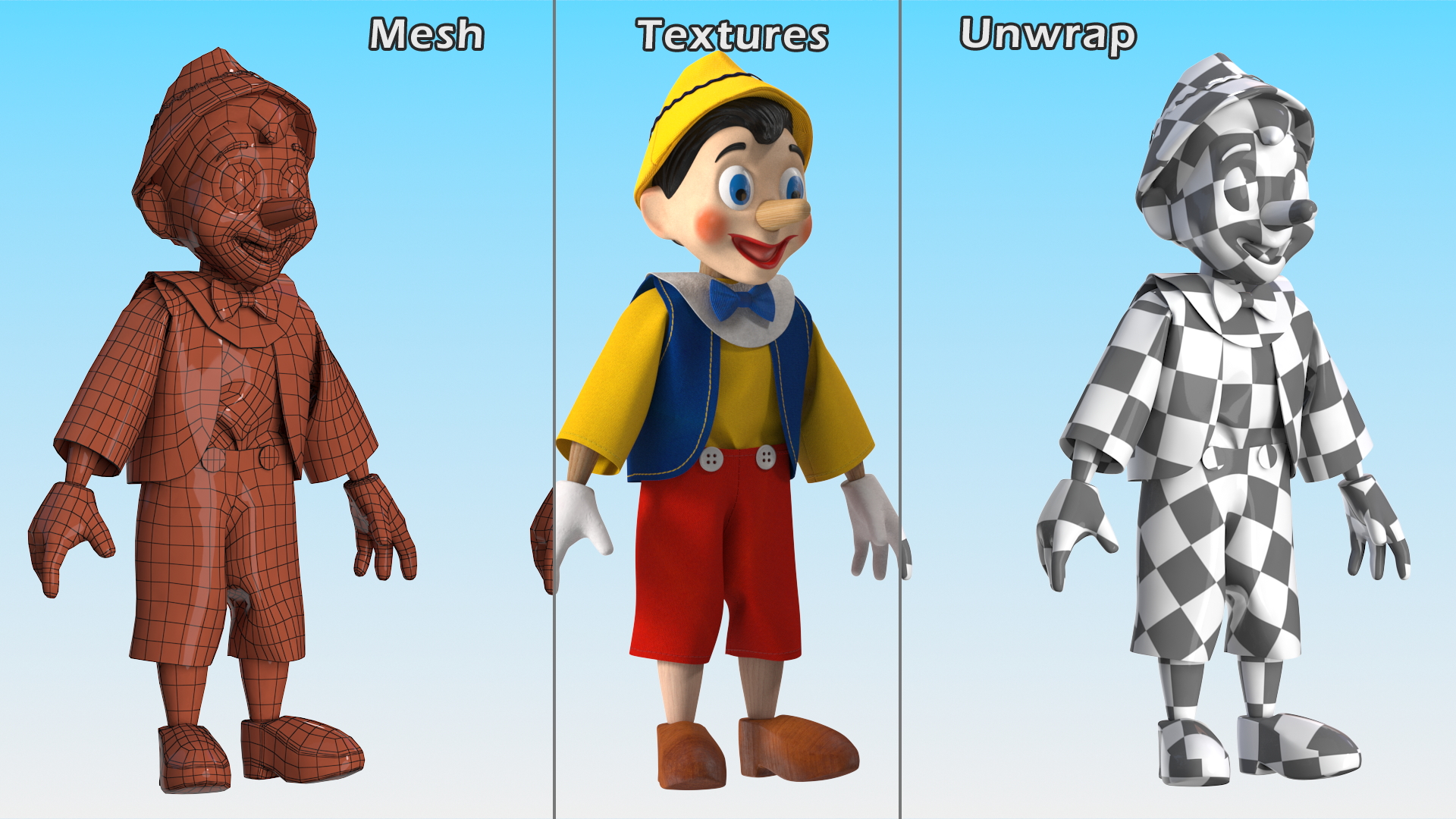 3D model Pinocchio Wooden Doll Toy