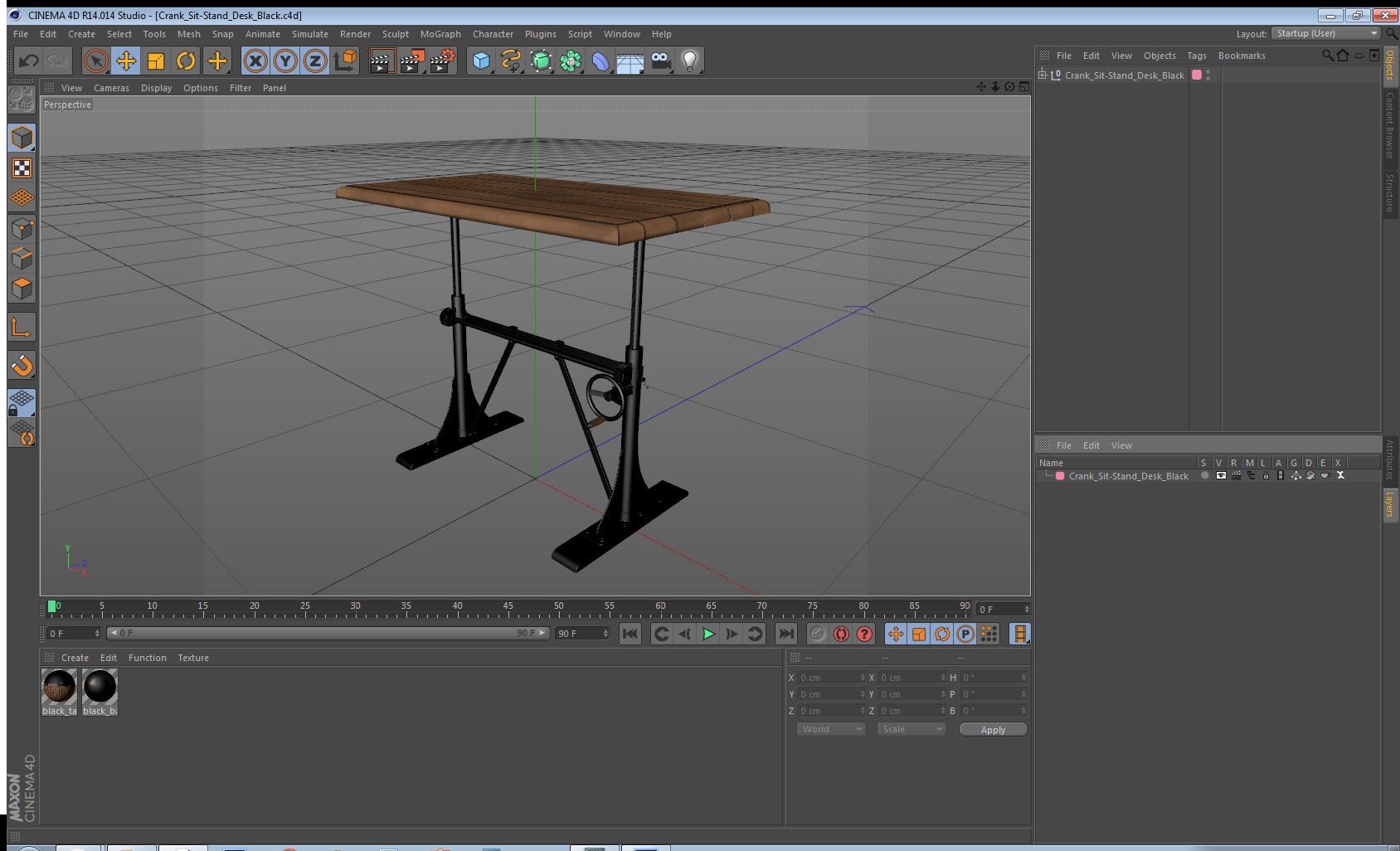 3D Crank Sit-Stand Desk Black