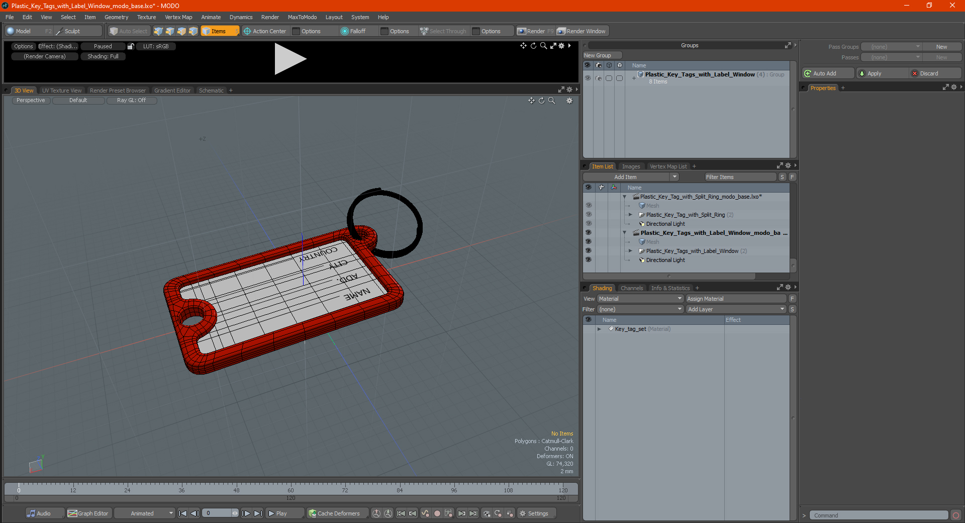 Plastic Key Tags with Label Window 3D model