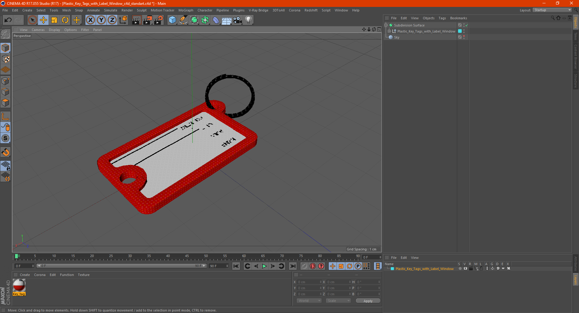 Plastic Key Tags with Label Window 3D model
