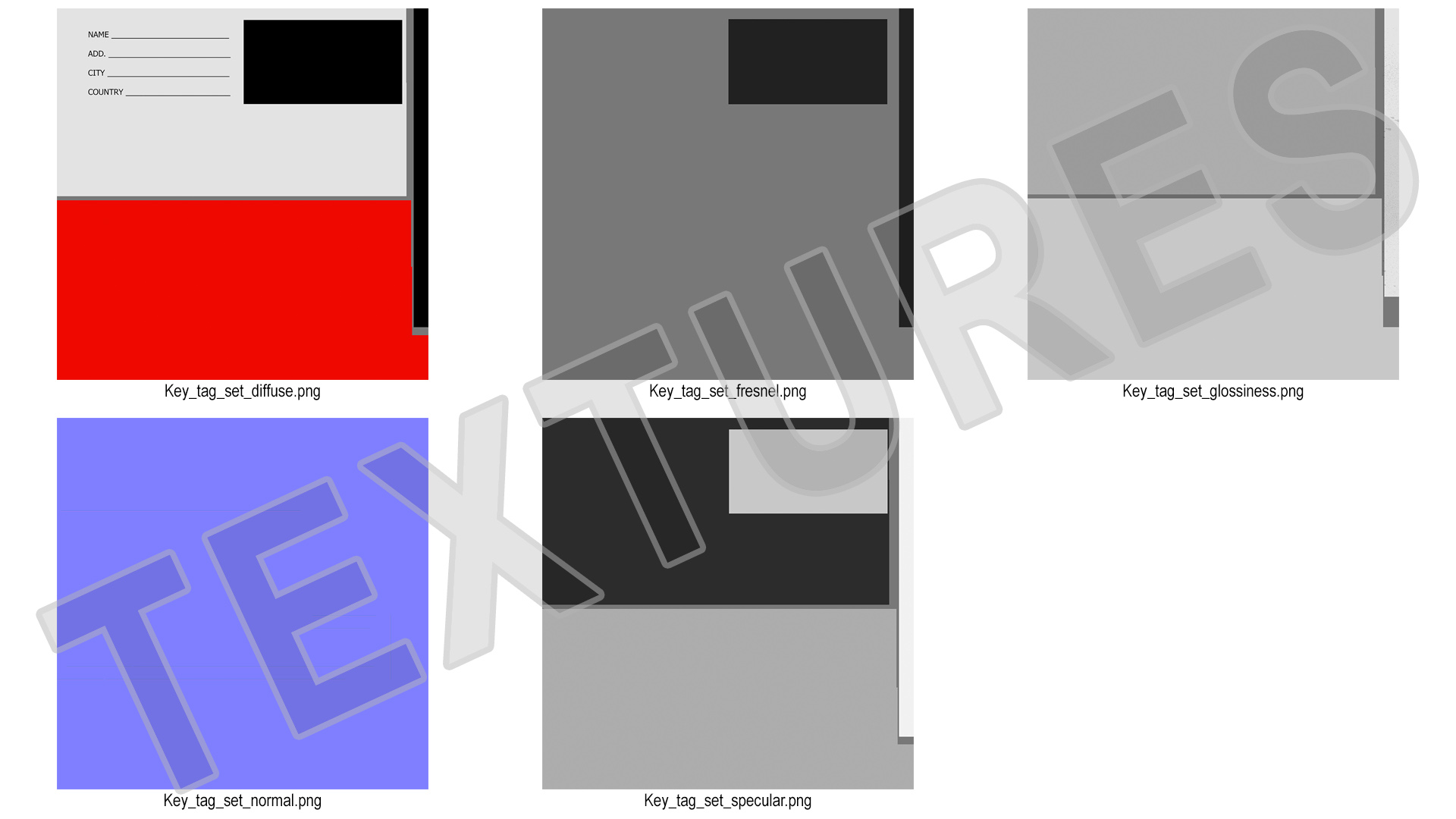 Plastic Key Tags with Label Window 3D model
