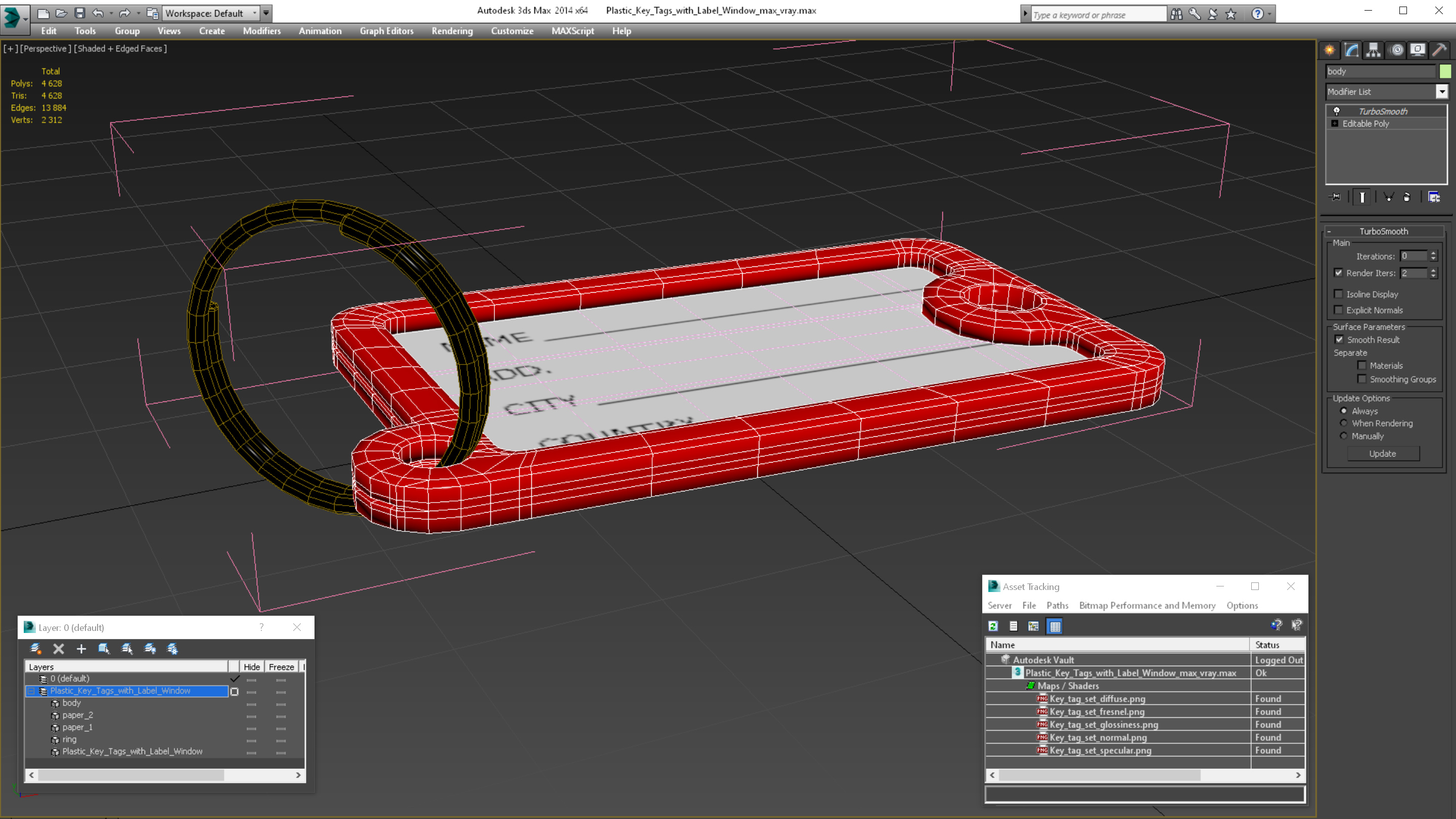 Plastic Key Tags with Label Window 3D model