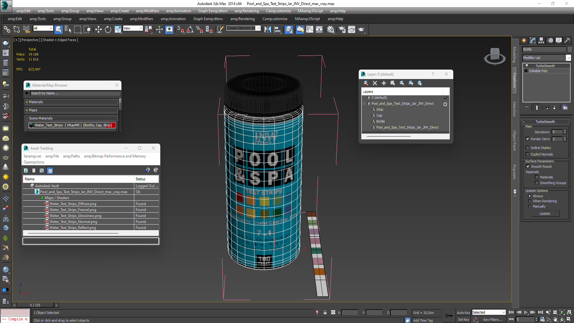 Pool and Spa Test Strips Jar JNV Direct 3D model