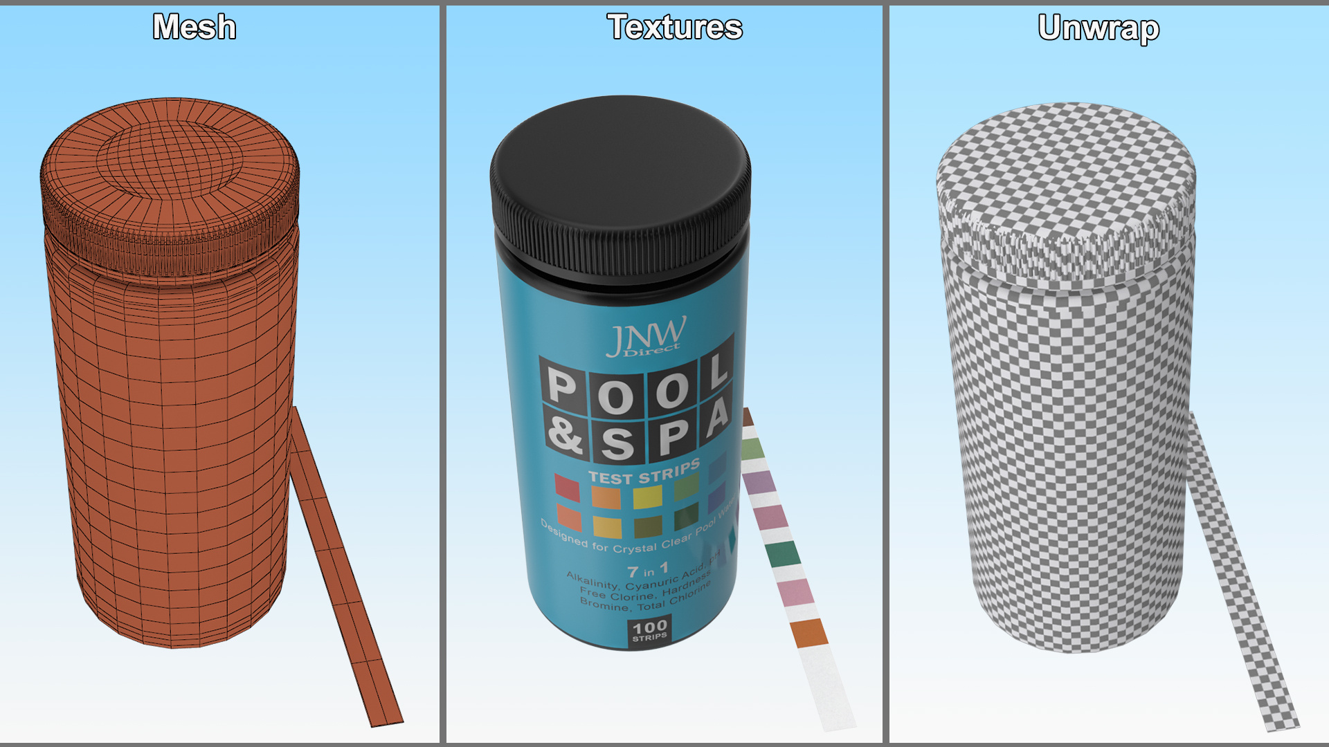 Pool and Spa Test Strips Jar JNV Direct 3D model