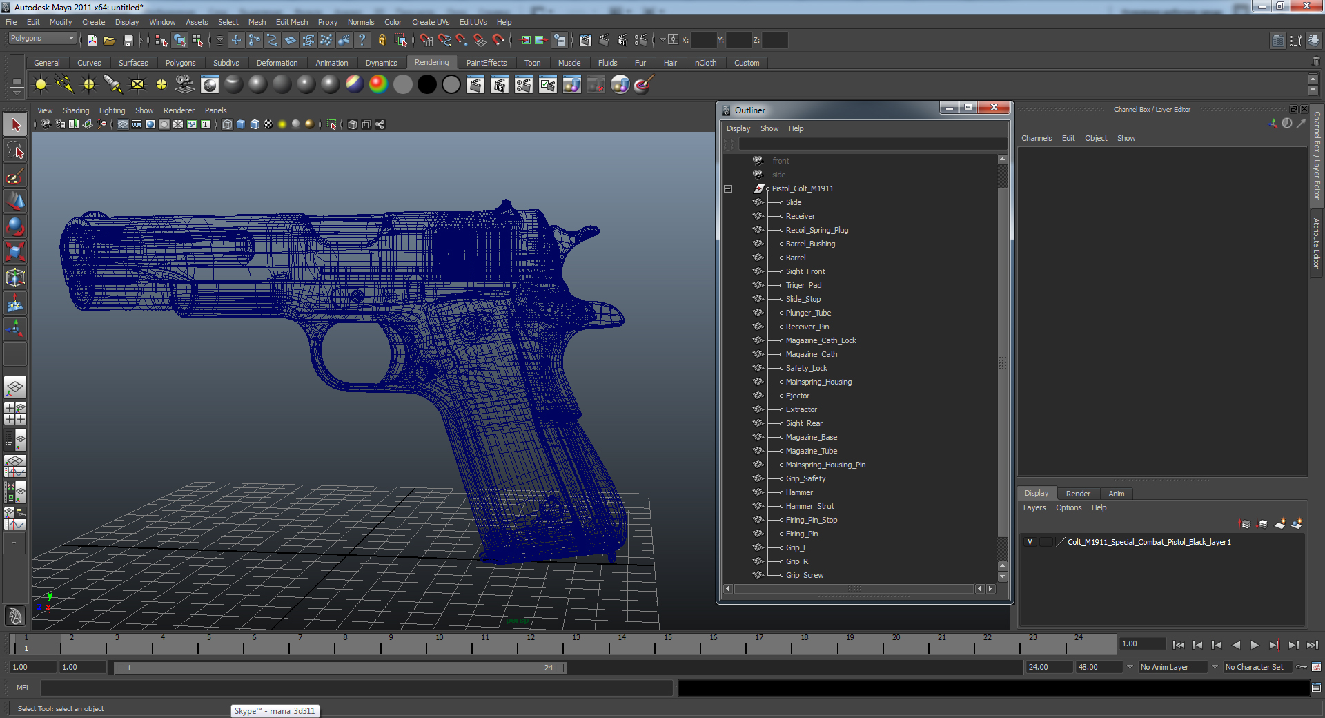 3D Colt M1911 Special Combat Pistol Black model