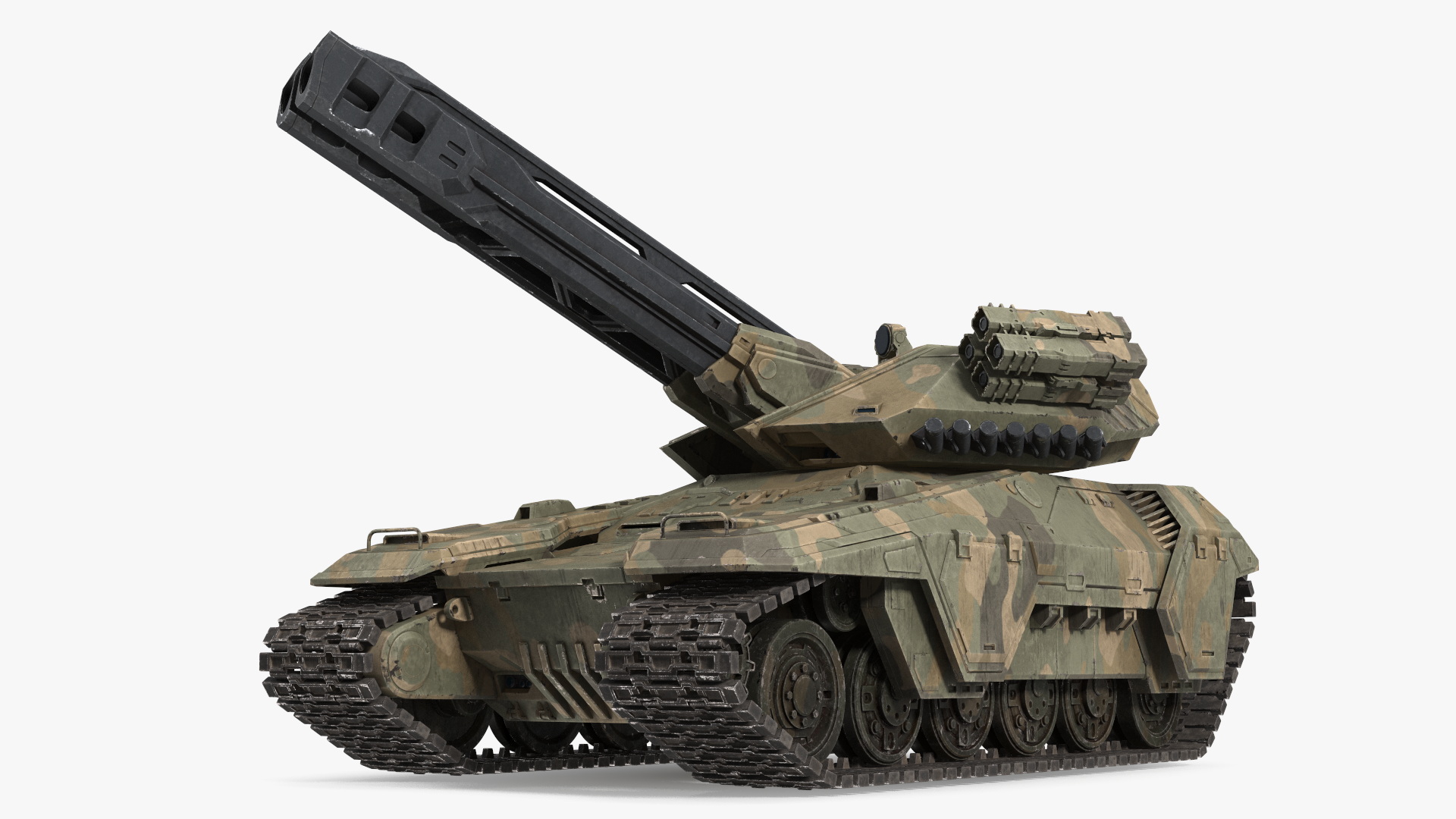3D Futuristic Battle Tank in Camouflage Rigged model