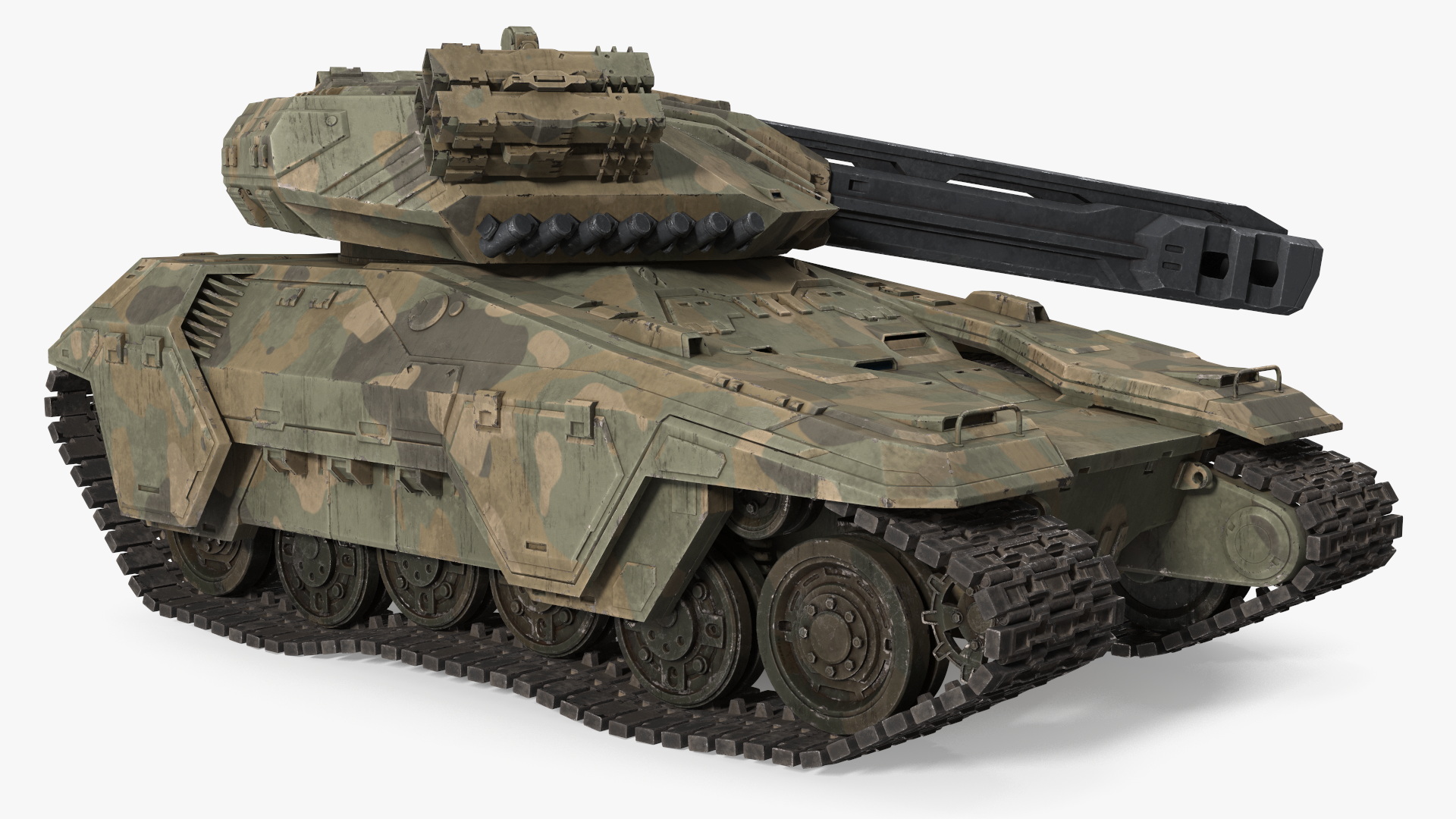 3D Futuristic Battle Tank in Camouflage Rigged model