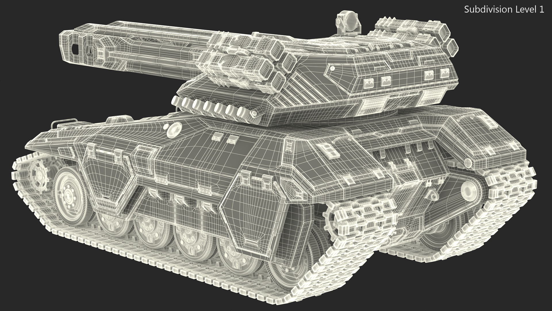 3D Futuristic Battle Tank in Camouflage Rigged model