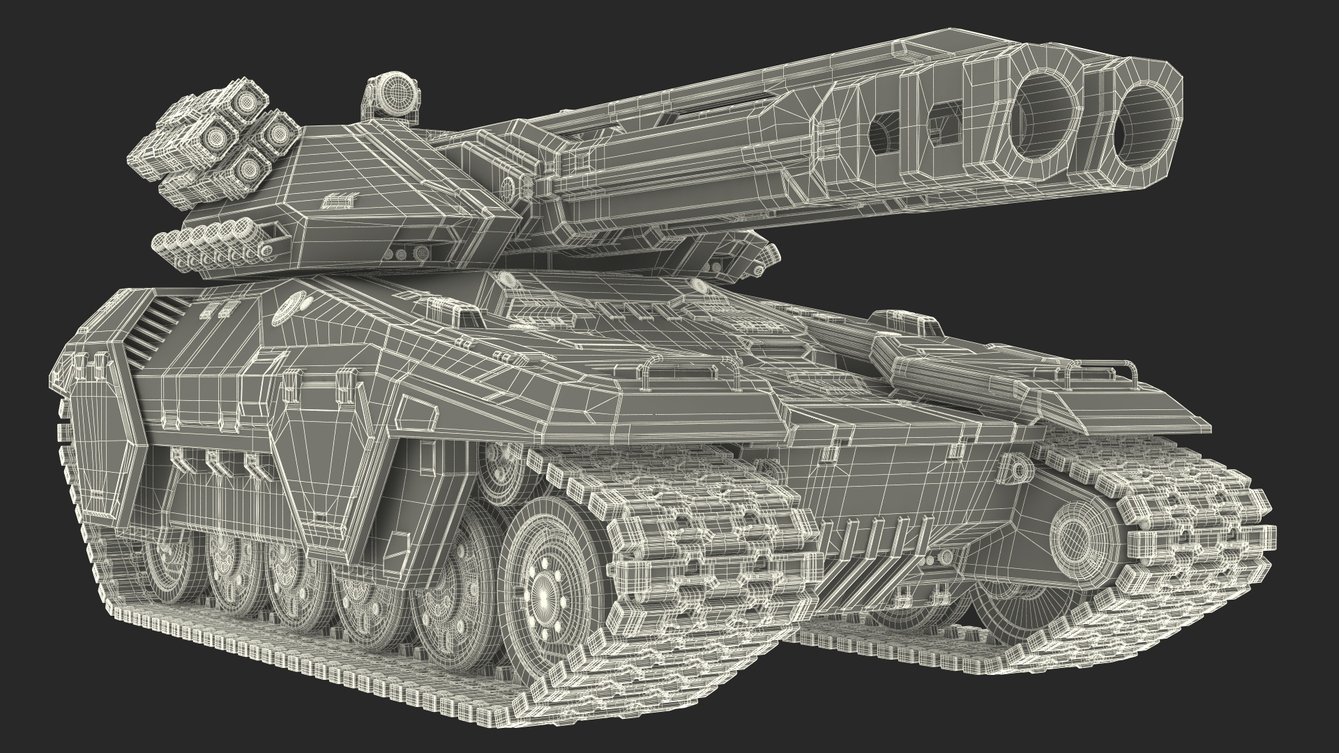3D Futuristic Battle Tank in Camouflage Rigged model