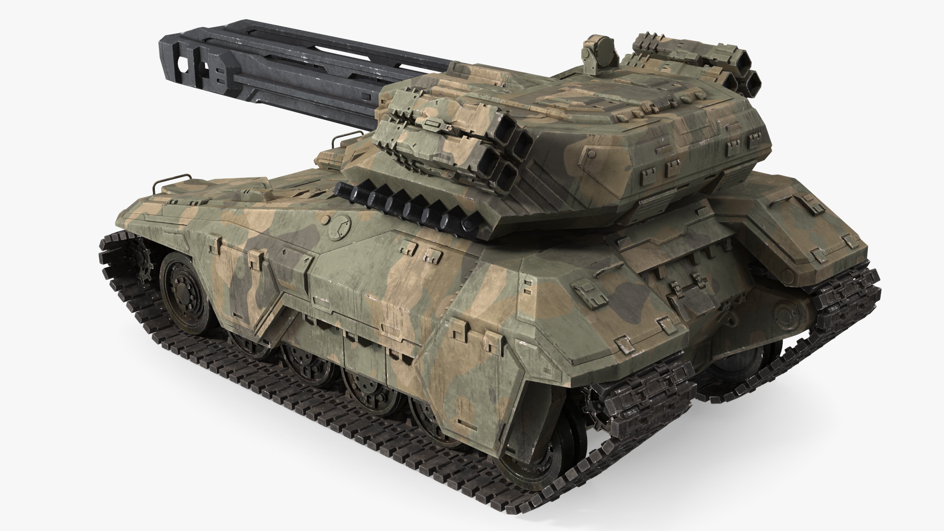 3D Futuristic Battle Tank in Camouflage Rigged model