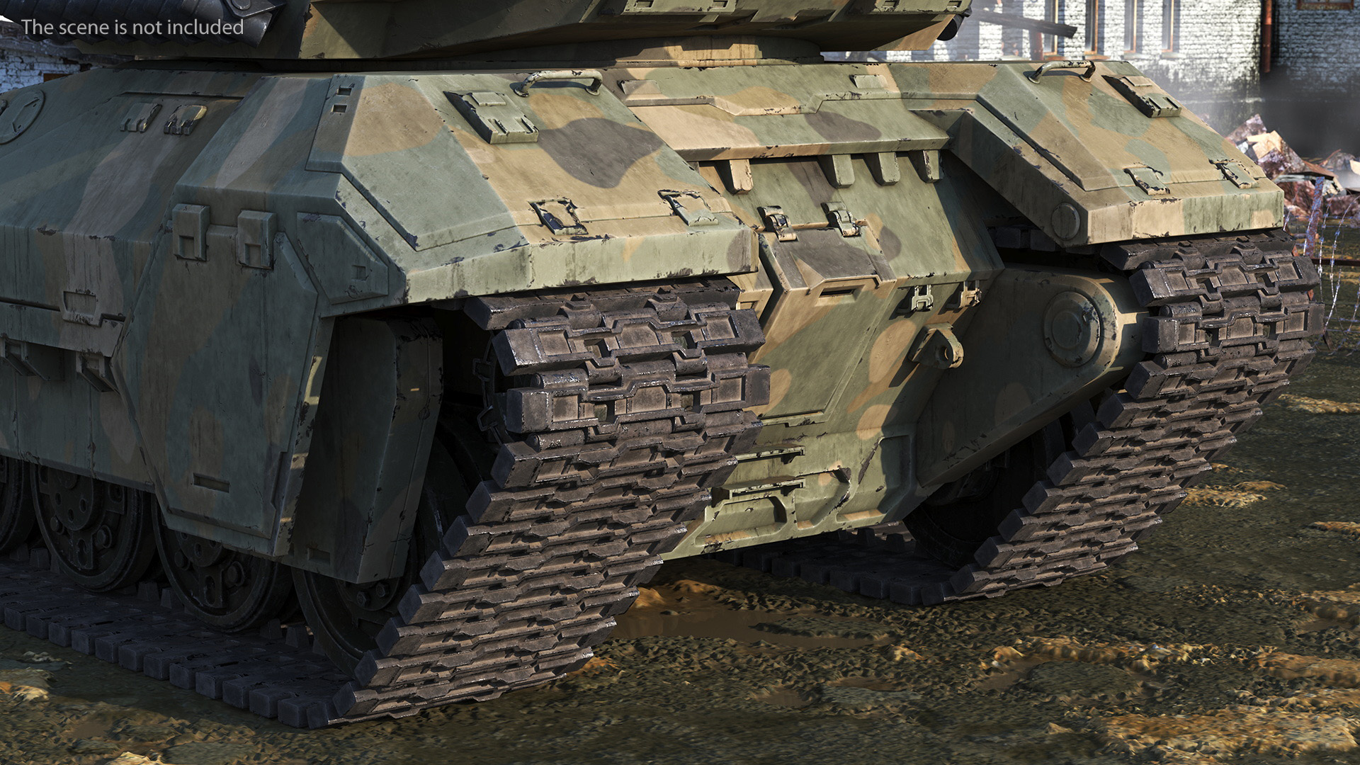 3D Futuristic Battle Tank in Camouflage Rigged model