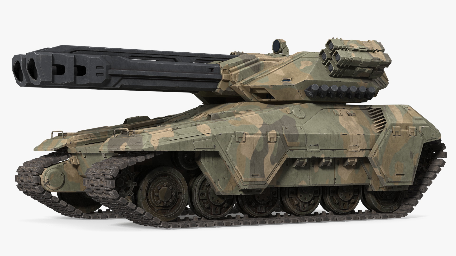3D Futuristic Battle Tank in Camouflage Rigged model