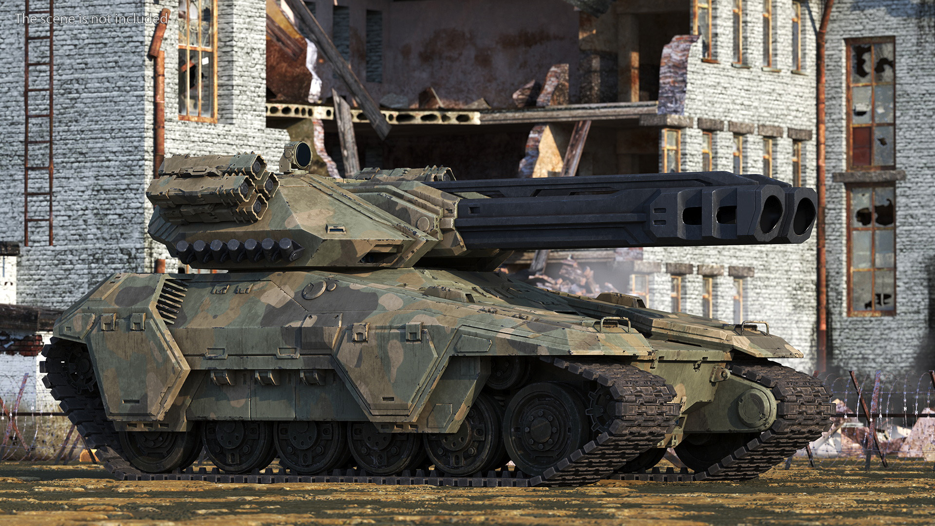 3D Futuristic Battle Tank in Camouflage Rigged model