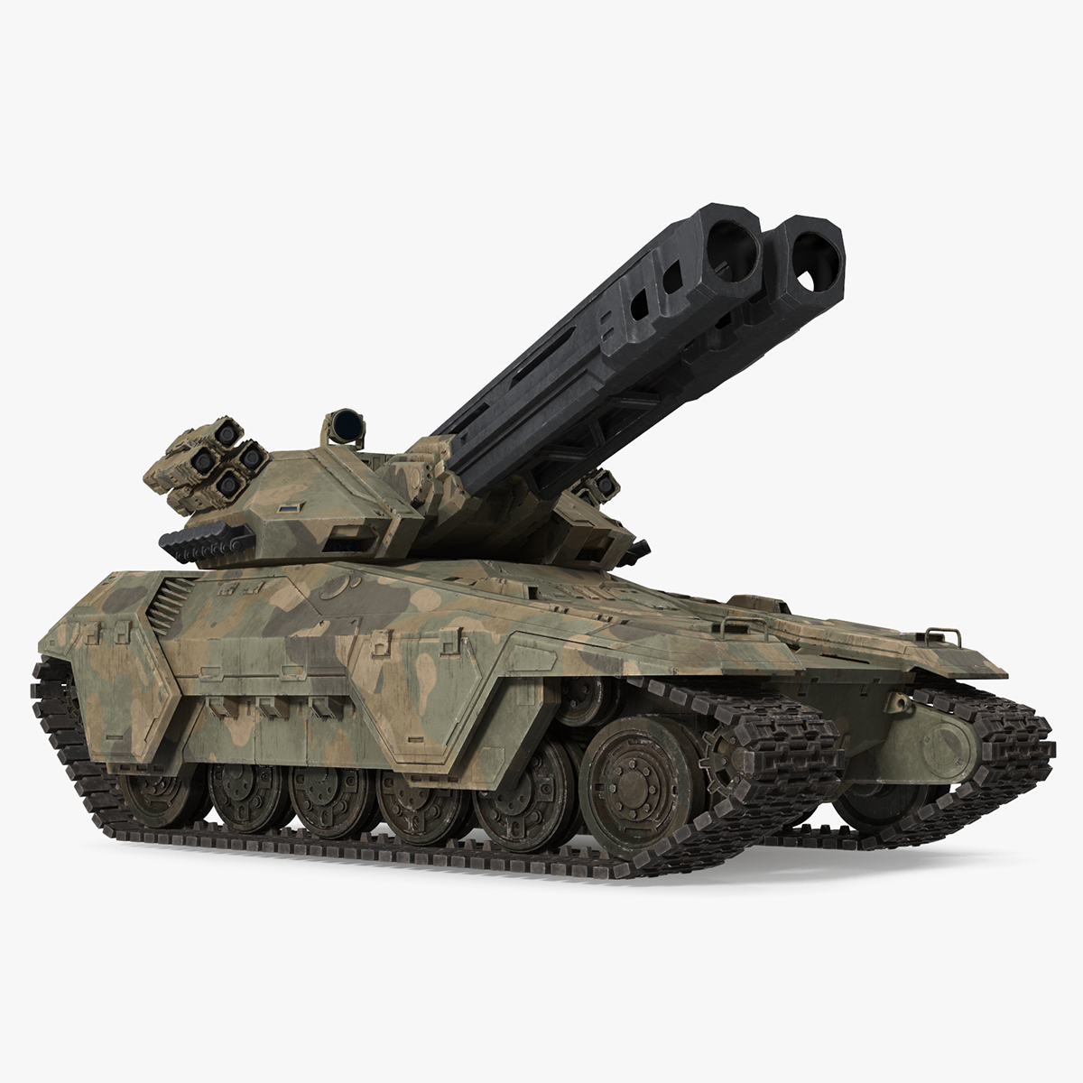 3D Futuristic Battle Tank in Camouflage Rigged model