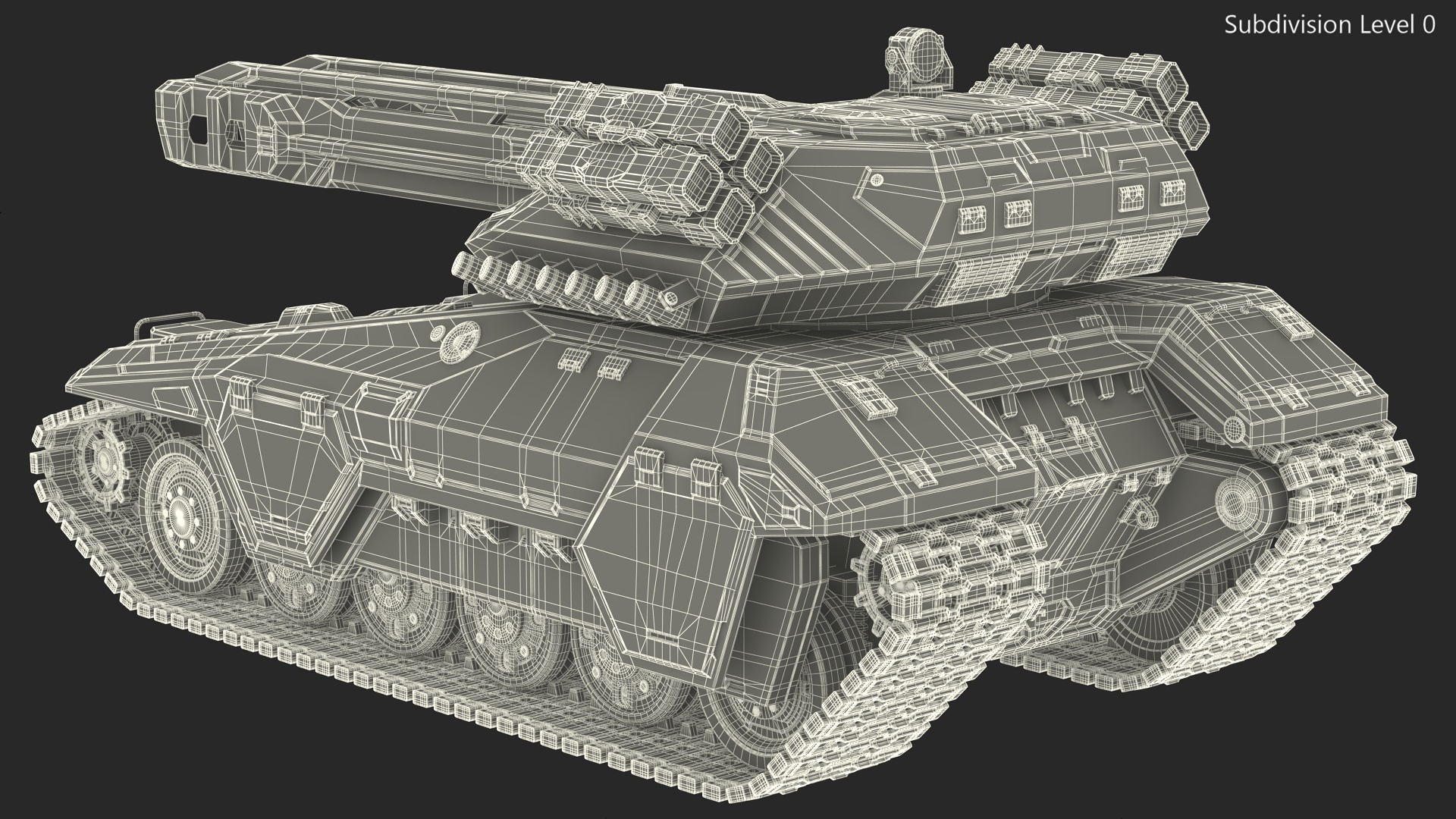3D Futuristic Battle Tank in Camouflage Rigged model