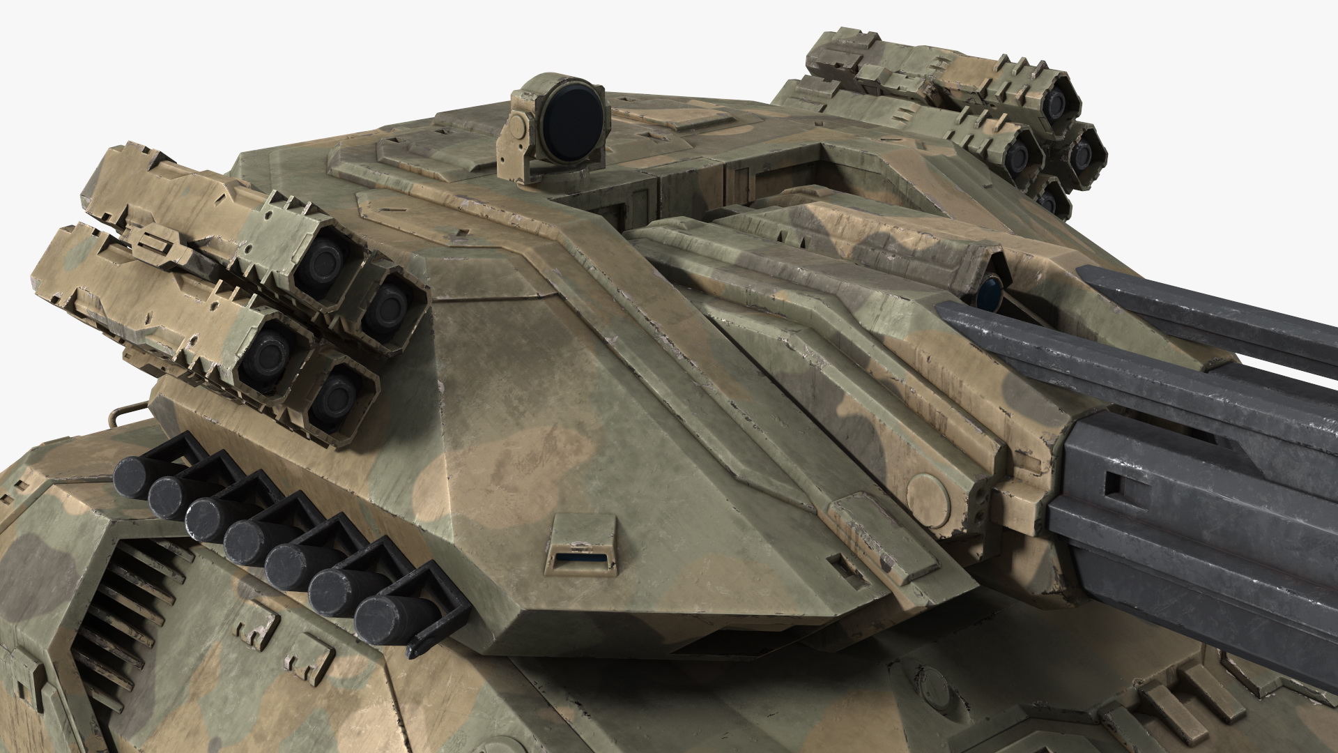 3D Futuristic Battle Tank in Camouflage Rigged model
