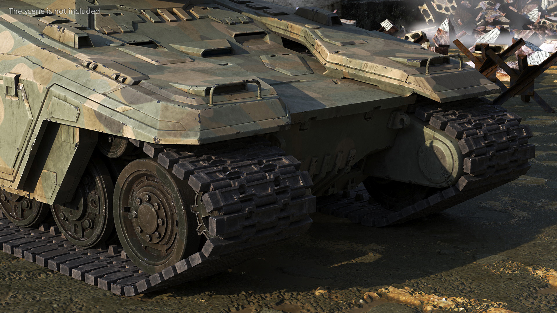 3D Futuristic Battle Tank in Camouflage Rigged model