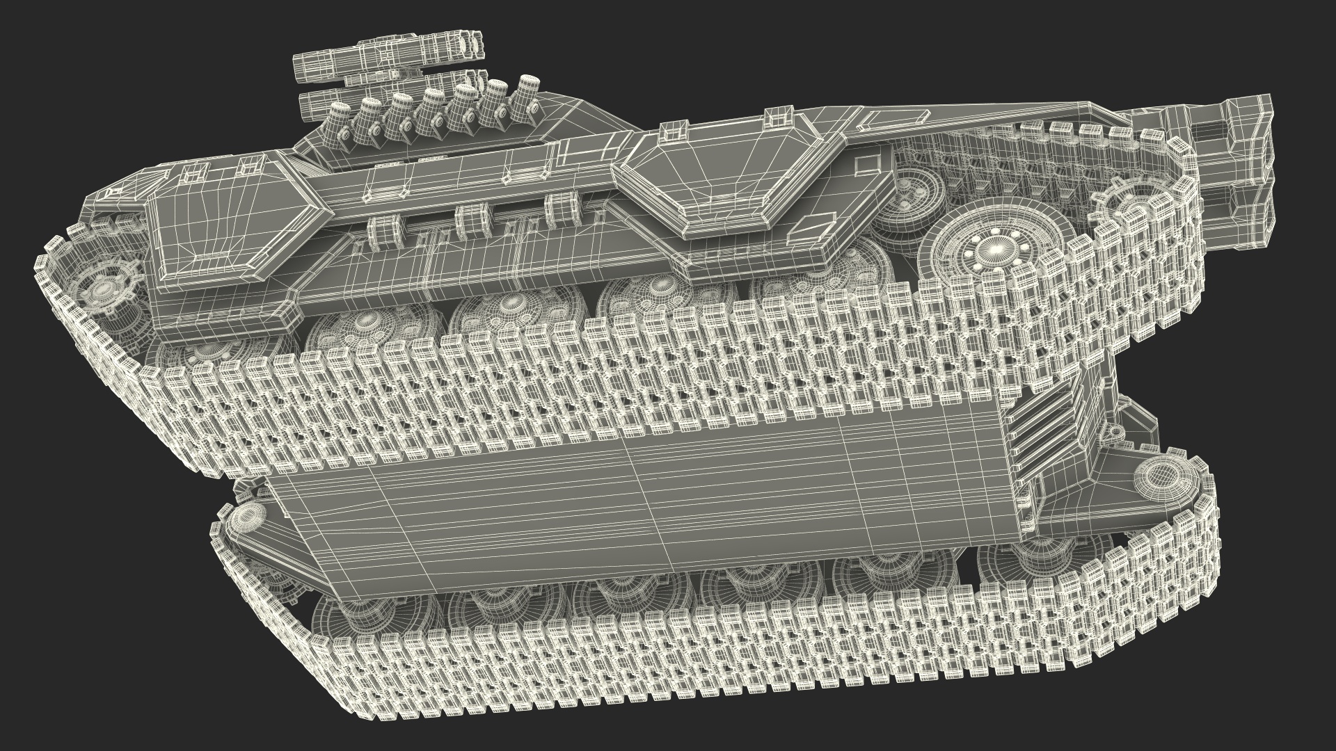 3D Futuristic Battle Tank in Camouflage Rigged model