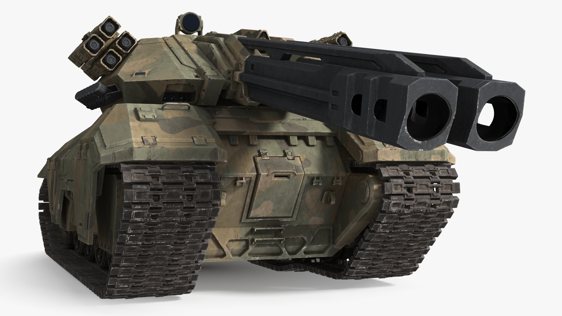 3D Futuristic Battle Tank in Camouflage Rigged model