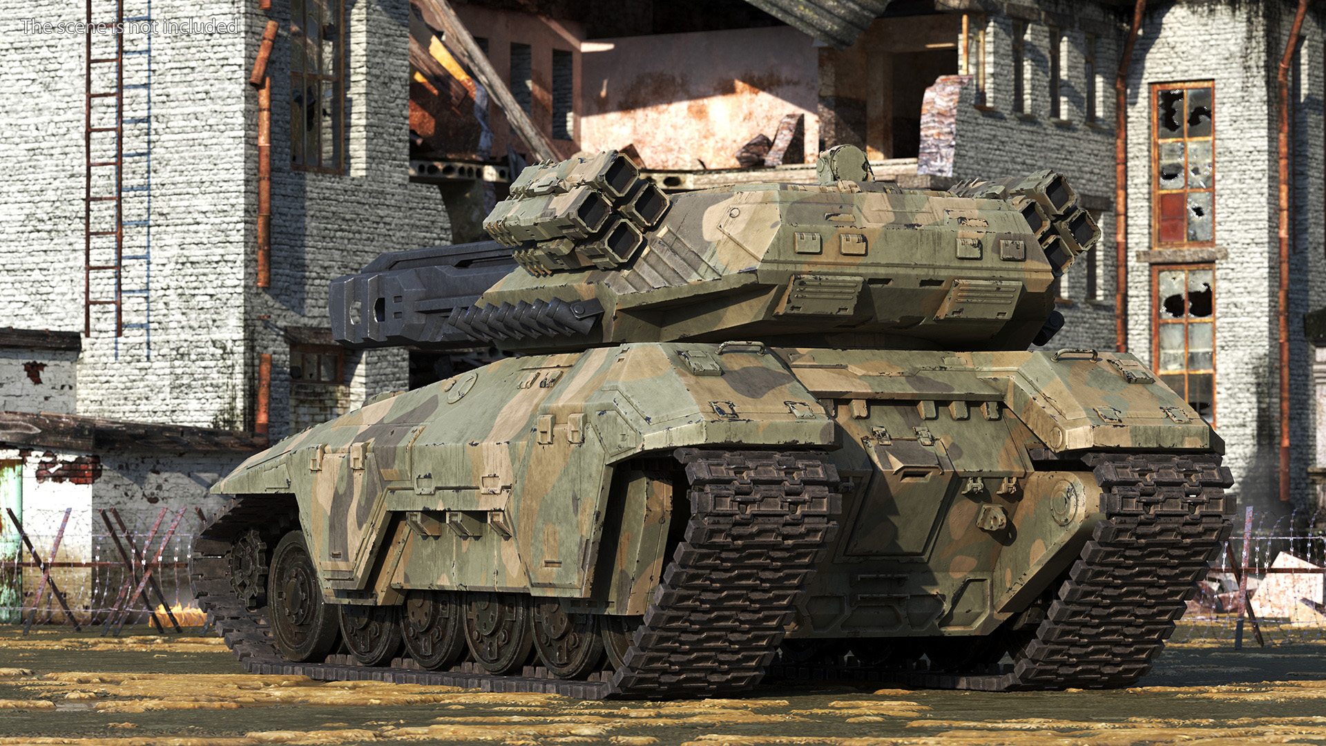 3D Futuristic Battle Tank in Camouflage Rigged model
