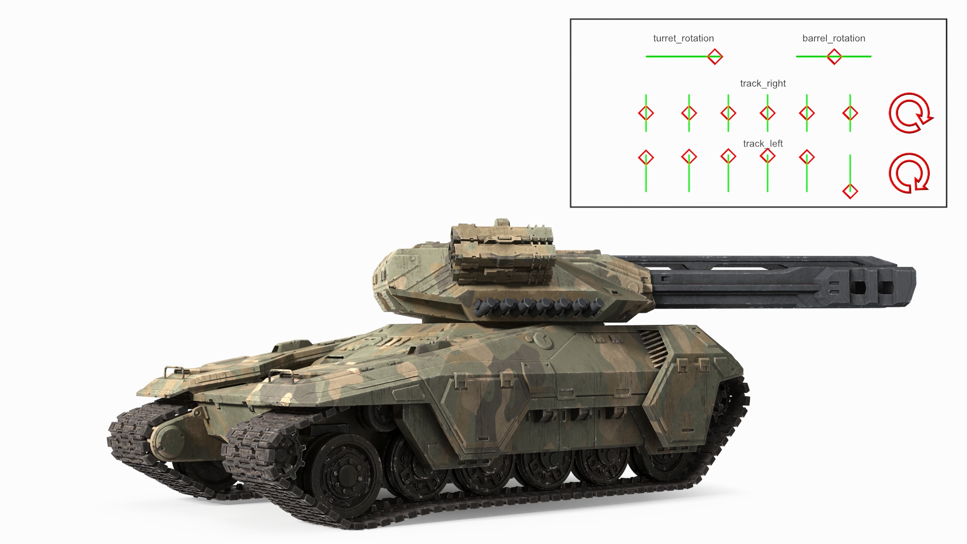 3D Futuristic Battle Tank in Camouflage Rigged model